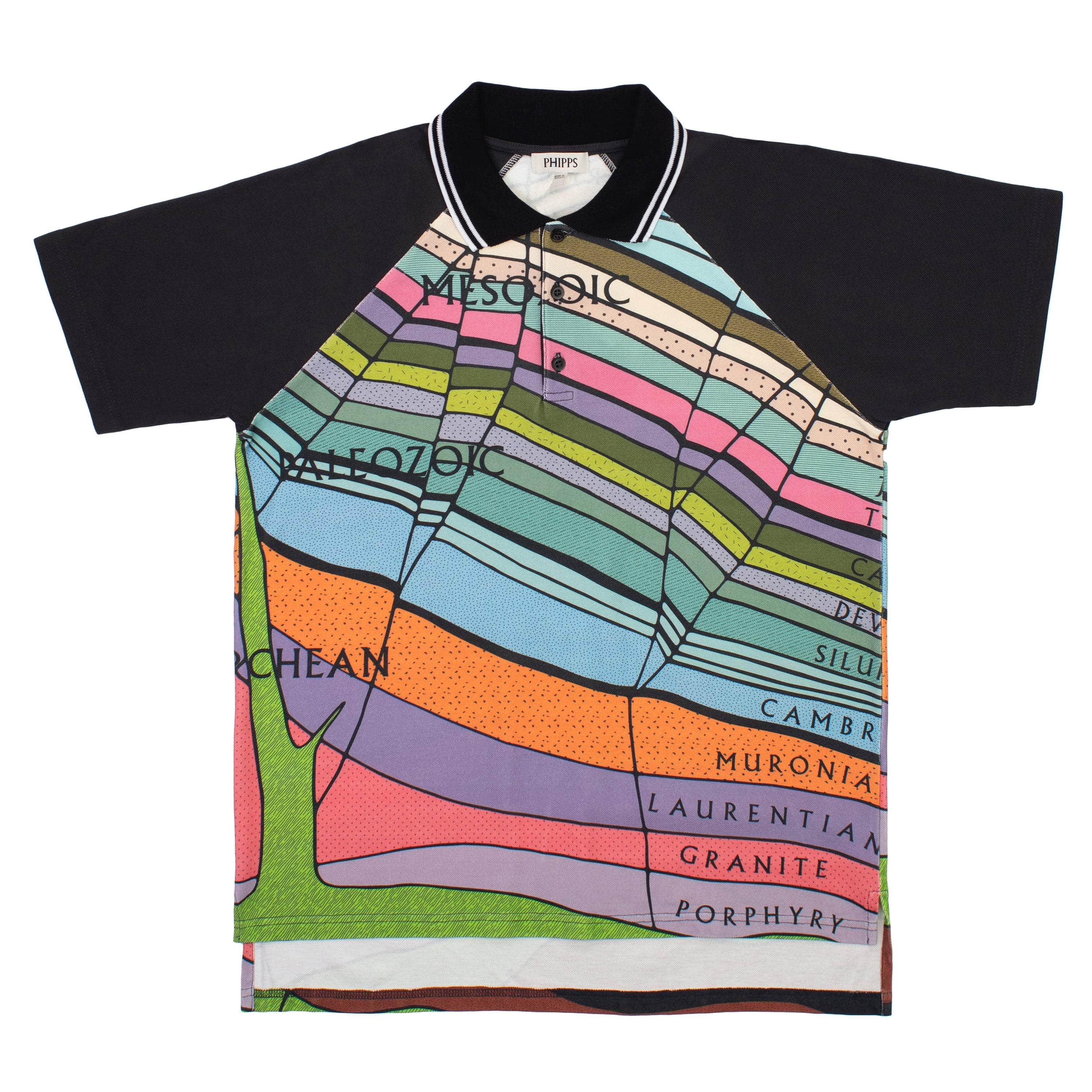 Phipps 95-PPS-1007/L NWT PHIPPS GEOLOGICAL PRINT BL RAGLAN POLO SIZE L $425 95-PPS-1007/L