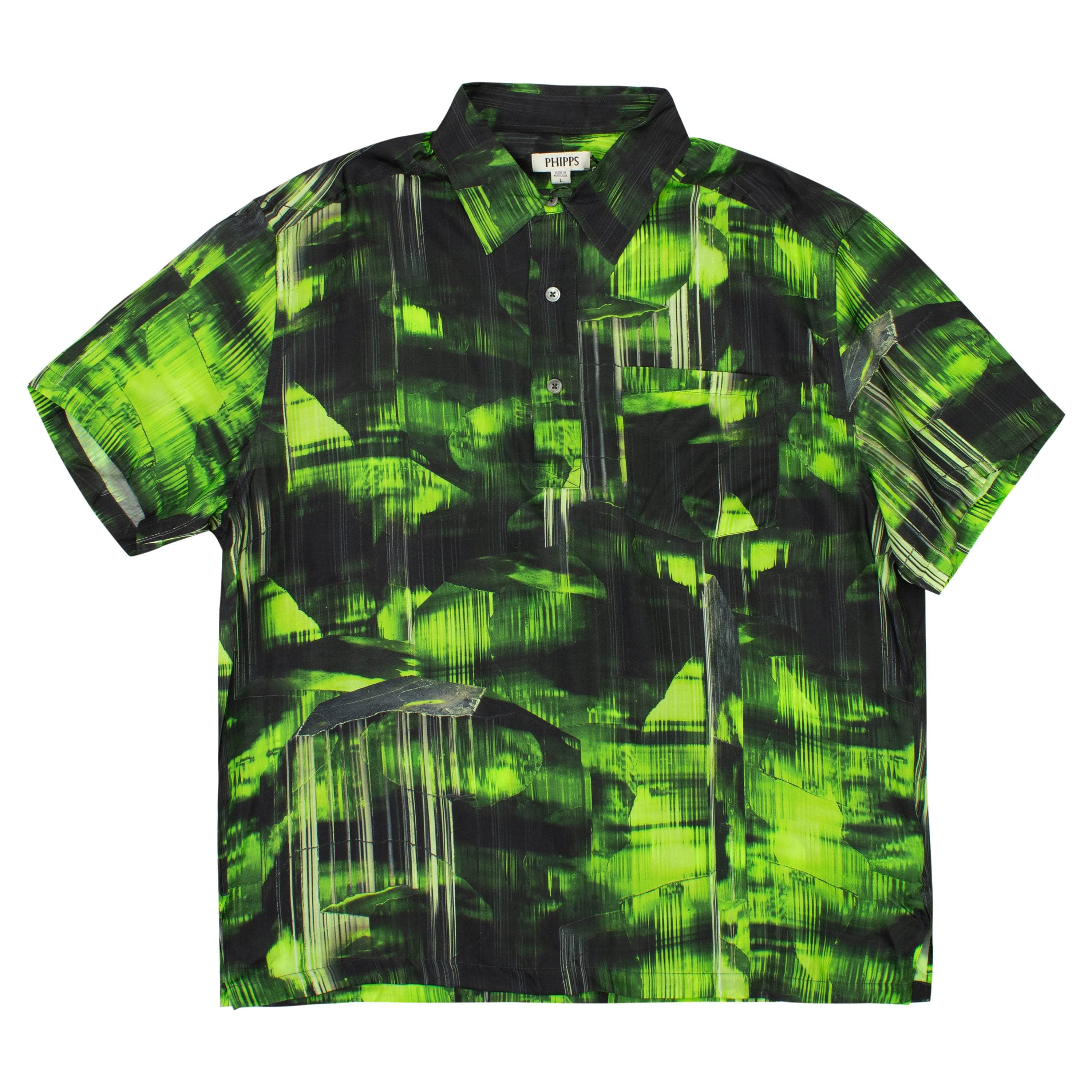 Phipps 95-PPS-1010/L NWT Phipps VERDELITE GREEN S/S CAMP SHIRT Size L $375 95-PPS-1010/L