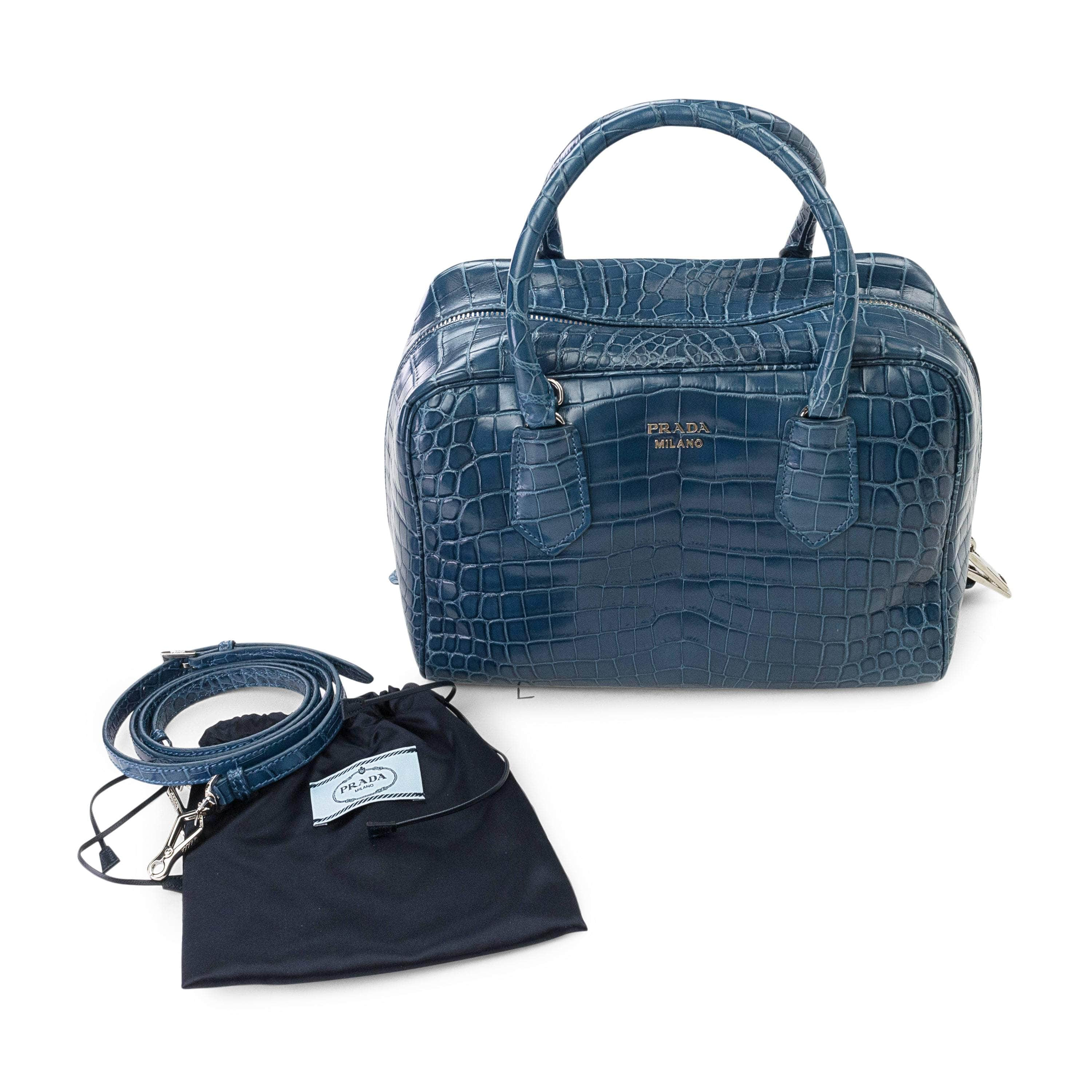 Prada PRD-XACC-0010/OS Prada Crocodile Heaventy Bag Blue Size OS $34800 PRD-XACC-0010/OS