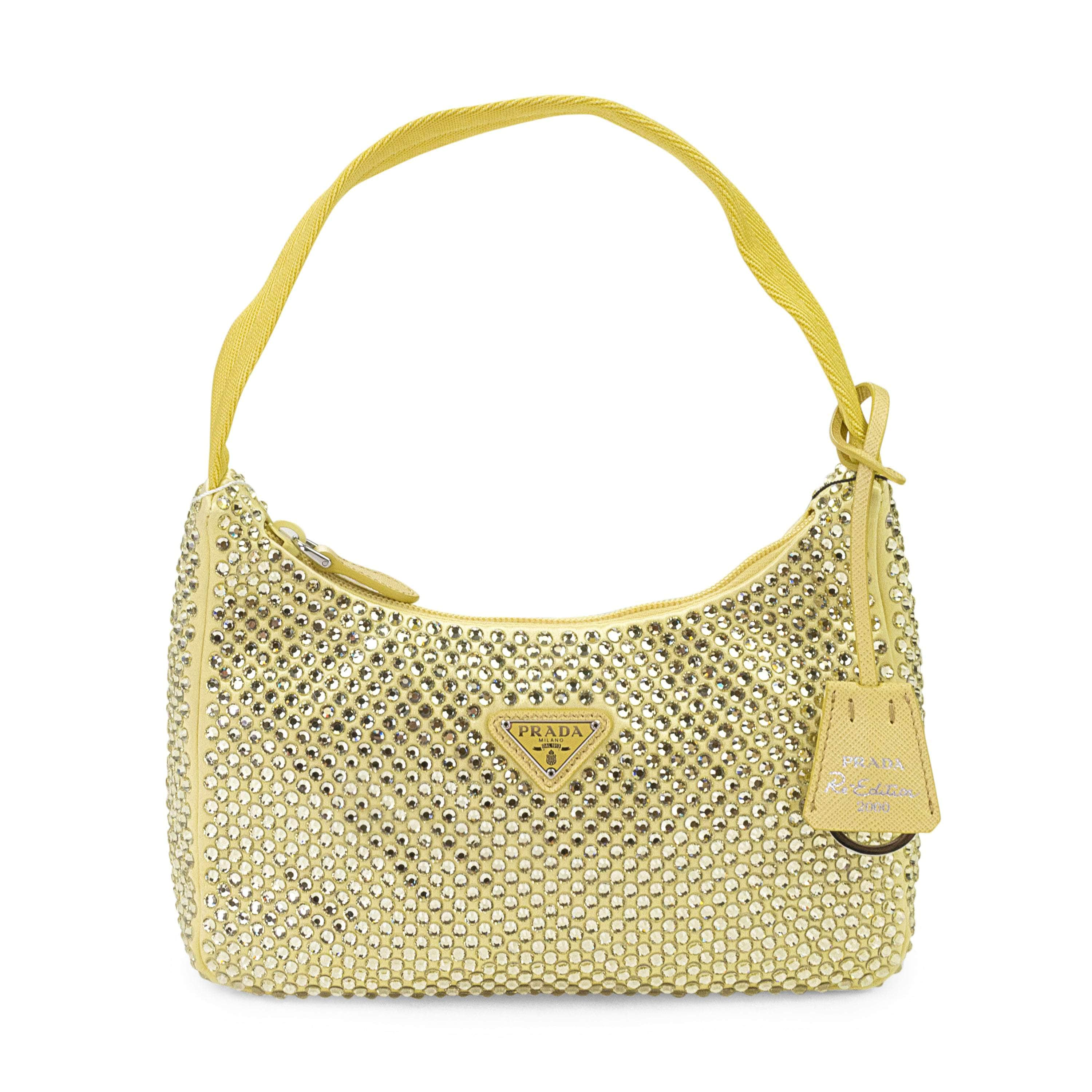 Prada PRD-XACC-0015/OS NWT PRADA CONTENITORE MANIGLIA 1NE515 ANANAS YELLOW CRYSTAL SACCA BAG OS $2800 PRD-XACC-0015/OS