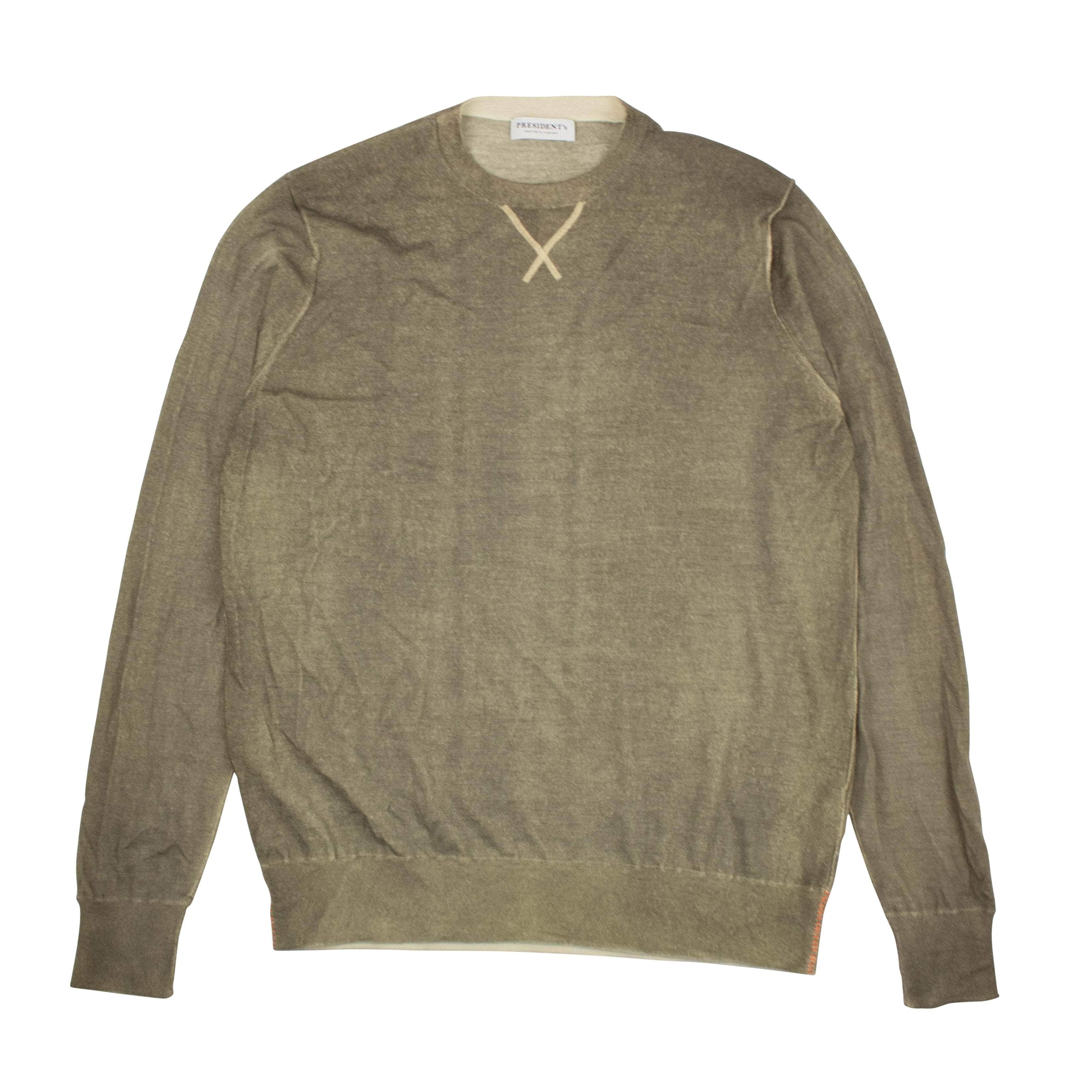 President's 95-PNT-1001/L NWT PRESIDENT'S Olive G.16 Wool Cashmere Hand Print Sweater Size L $390 95-PNT-1001/L