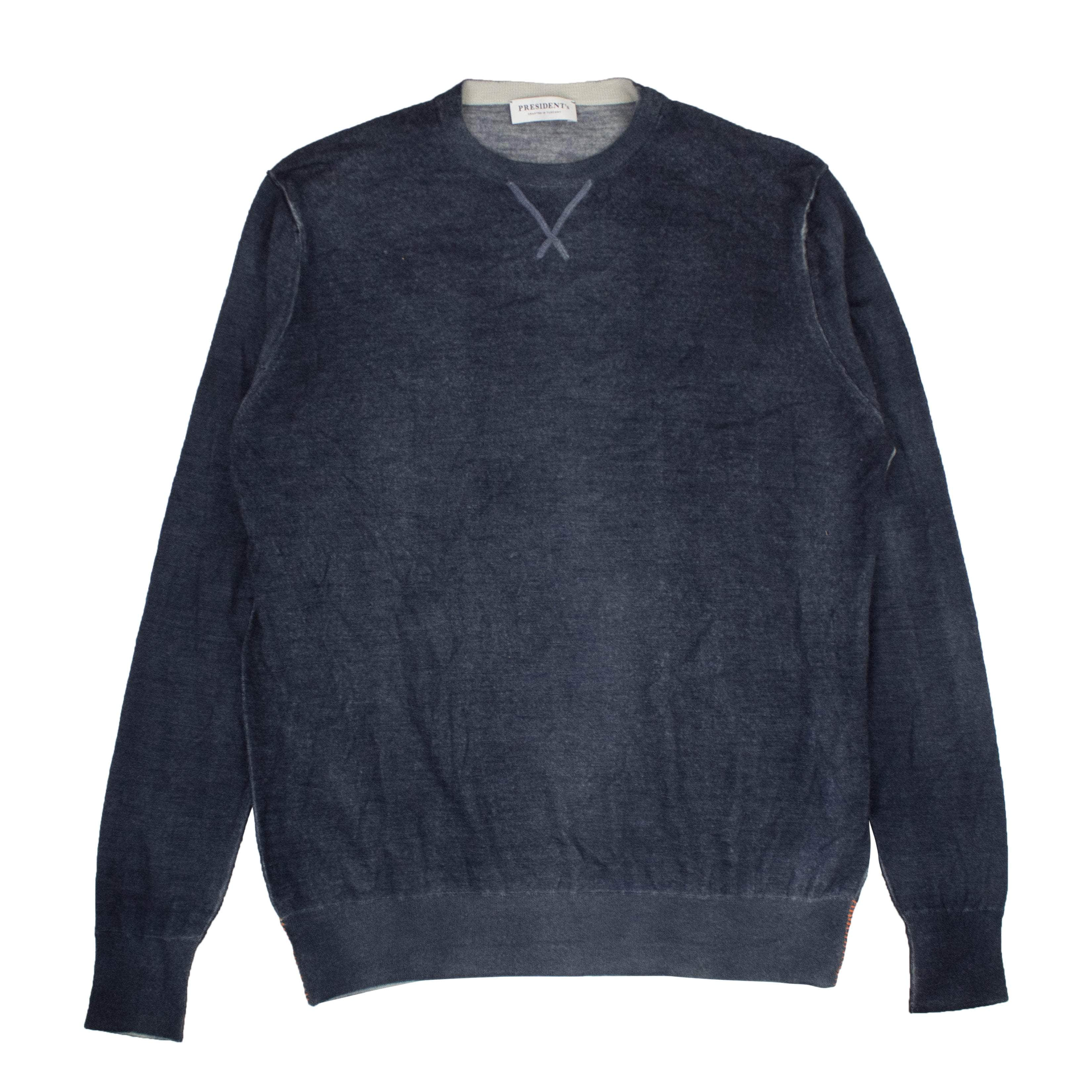 President's 95-PNT-1005/XL NWT PRESIDENT'S Blue G.16 Wool Cashmere Hand Print Sweater Size XL $390 95-PNT-1005/XL