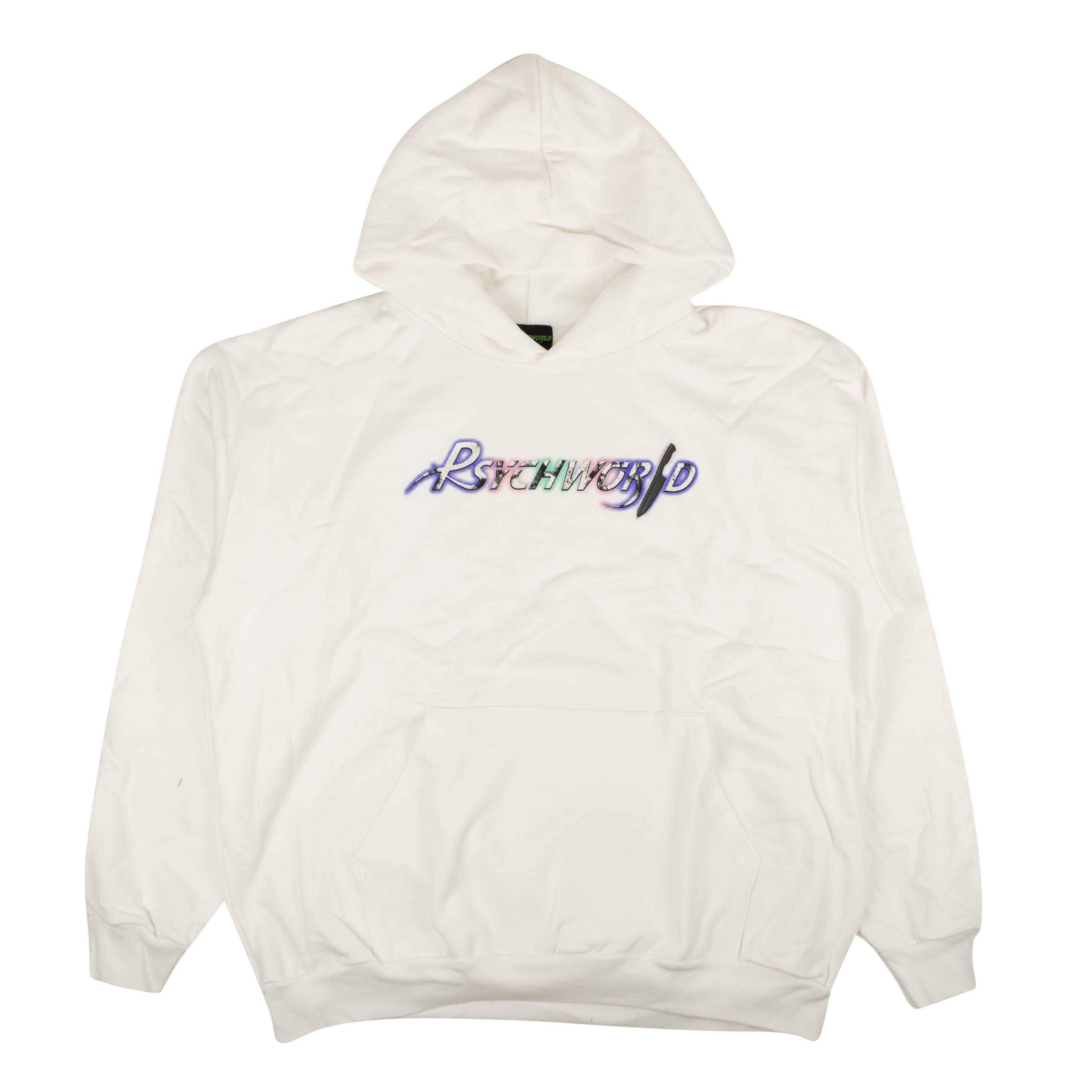 Psychworld 95-PSY-1033/S NEW PSYCHWORLD White Airbrush Logo Pullover Hoodie Sweatshirt Size S $168 95-PSY-1033/S