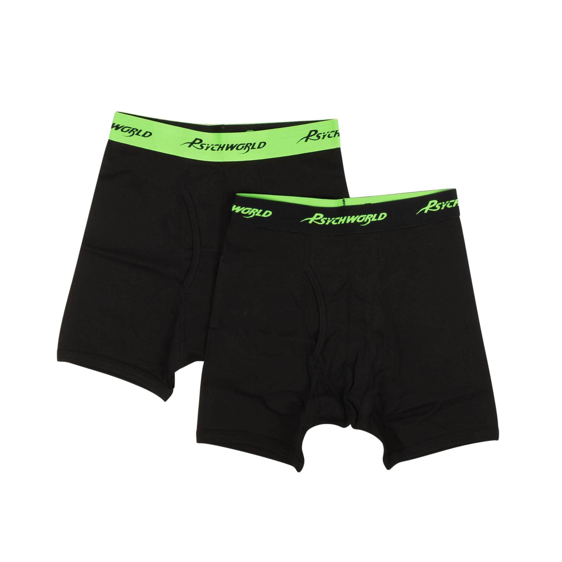 Psychworld 95-PSY-1035/S NEW PSYCHWORLD Black & Green Logo Band Boxer Shorts Size S 95-PSY-1035/S