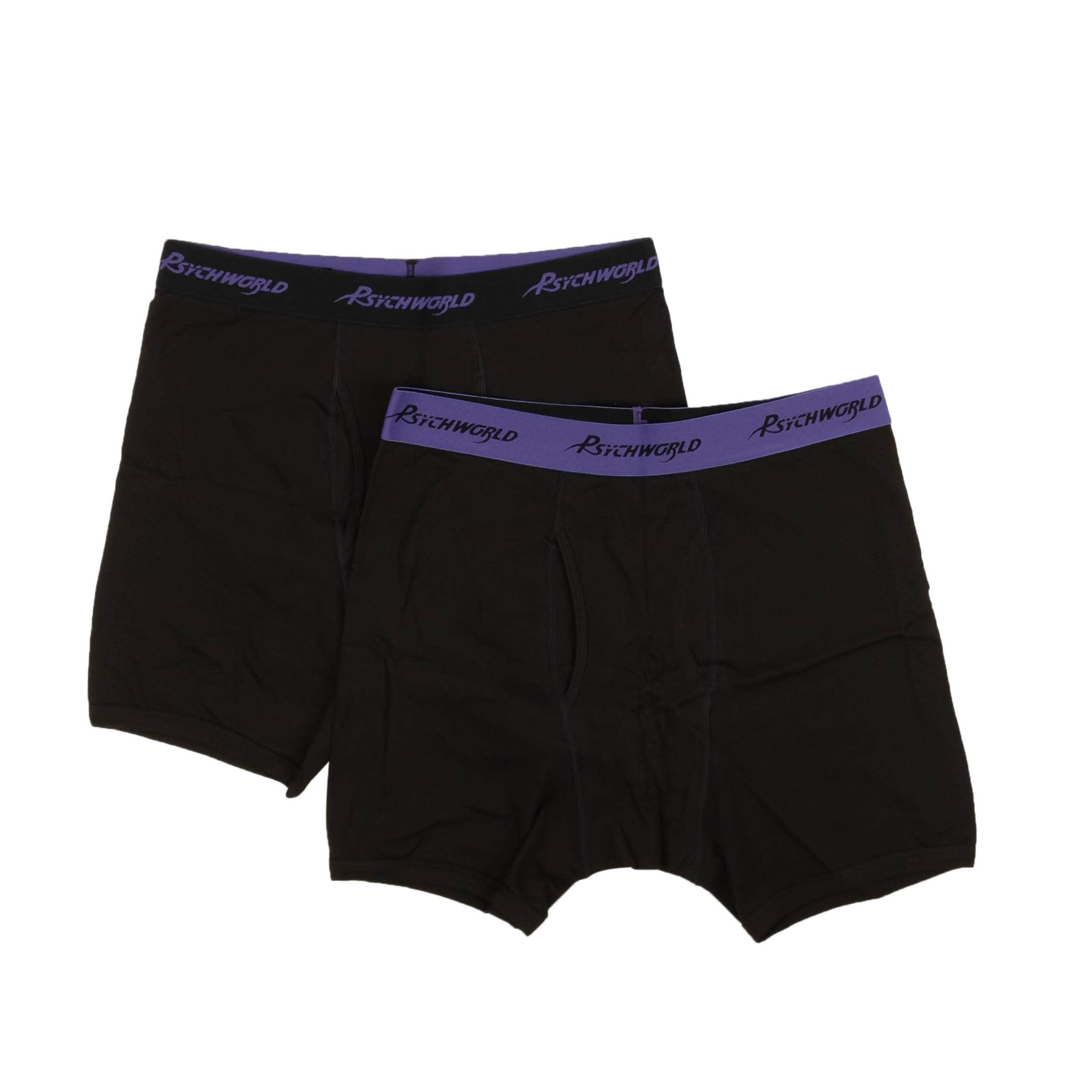 Psychworld channelenable-all, chicmi, couponcollection, gender-mens, main-clothing, mens-shoes, mens-underwear, MixedApparel, psychworld, size-m, size-xs, size-xxl, SPO, under-250 95-PSY-1034/XS Boxer_Shorts_Black/Purple Black/Purple PSYCHWORLD Logo Band Boxer Shorts 2 Pack