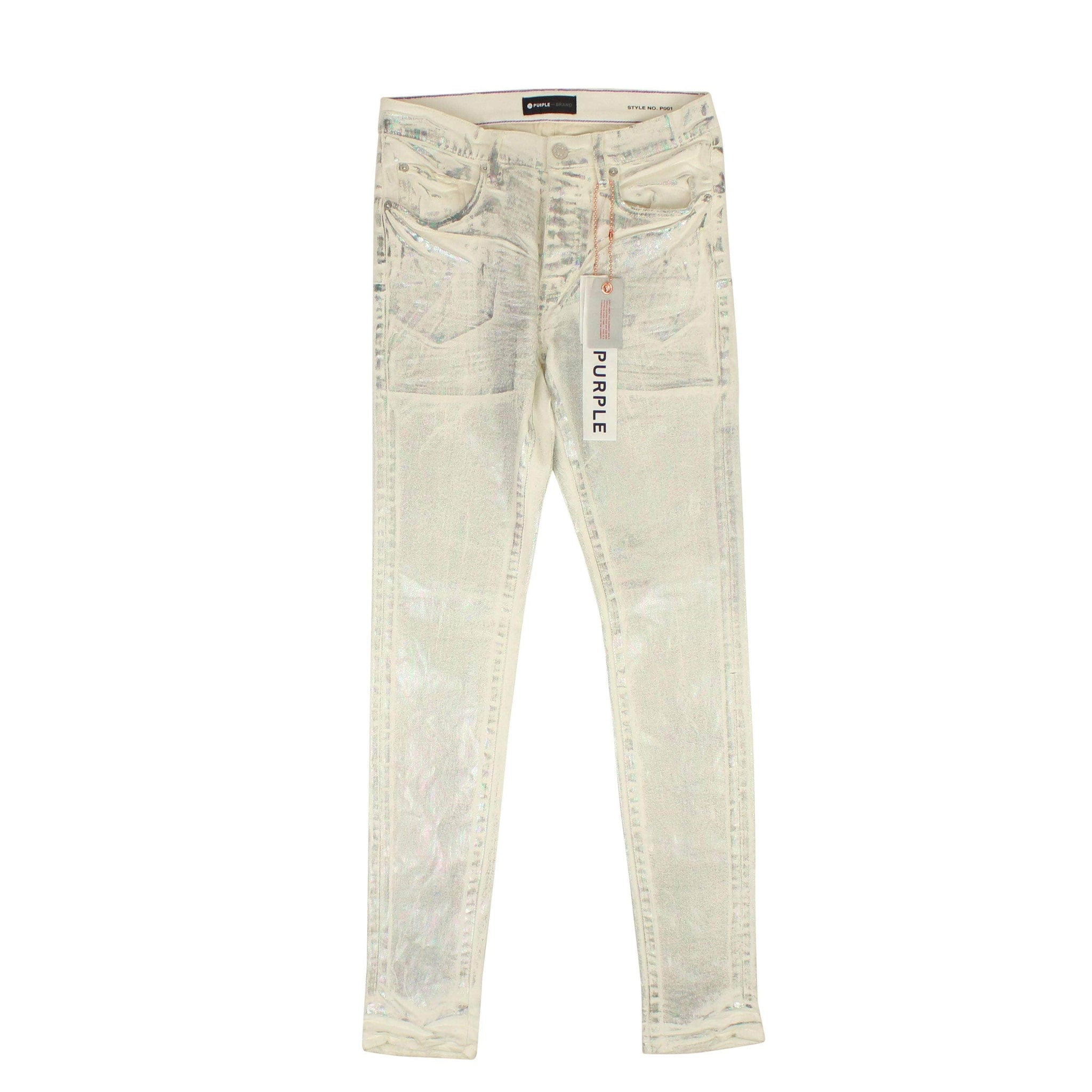 White WHITE X RAY IRIDESCENT WAVE FOIL Jeans - GBNY