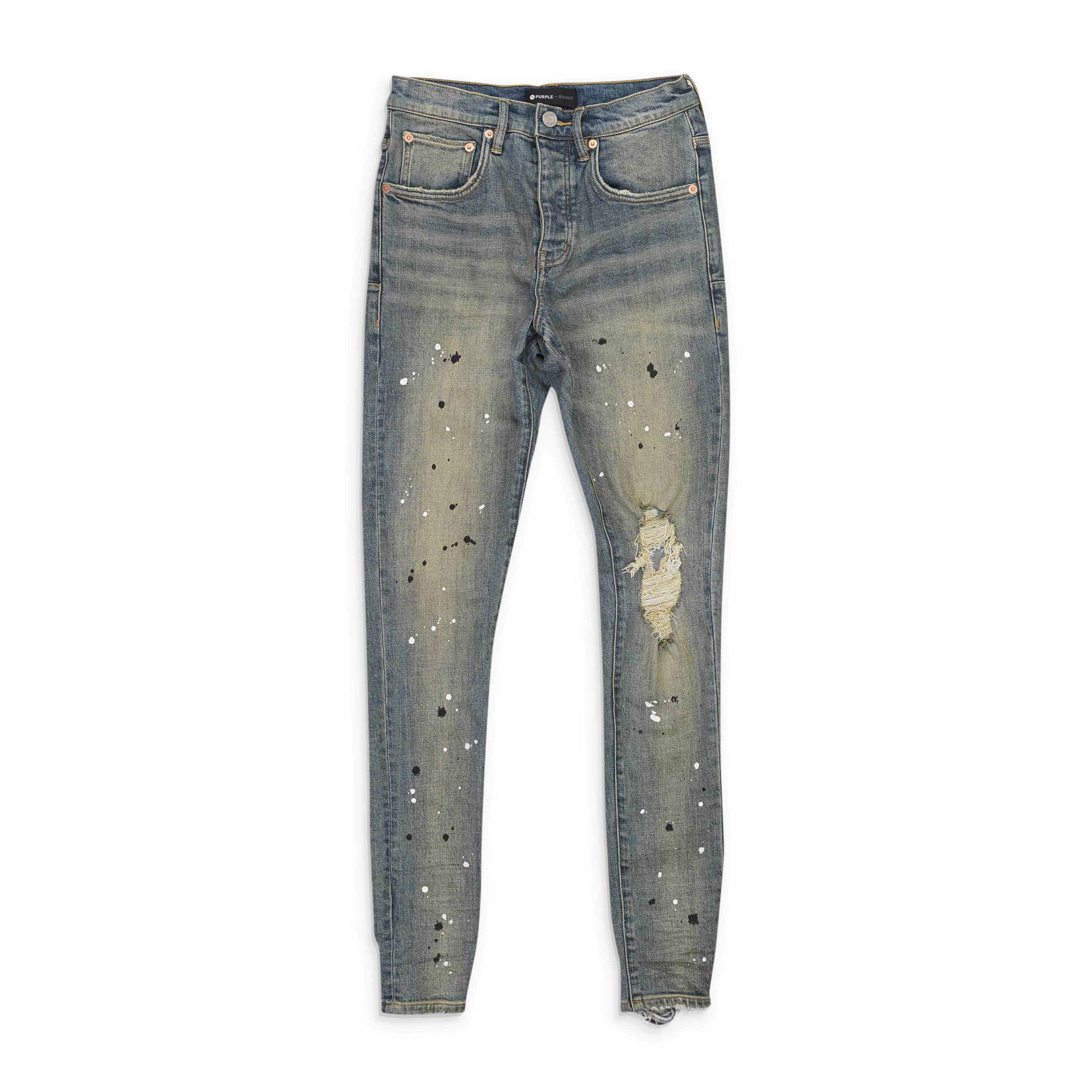 Purple Brand PRP-XJNS-0006/38 NWT PURPLE BRAND Indigo Mid Rise Destroy Paint Jeans Size 38/48 $250 PRP-XJNS-0006/38