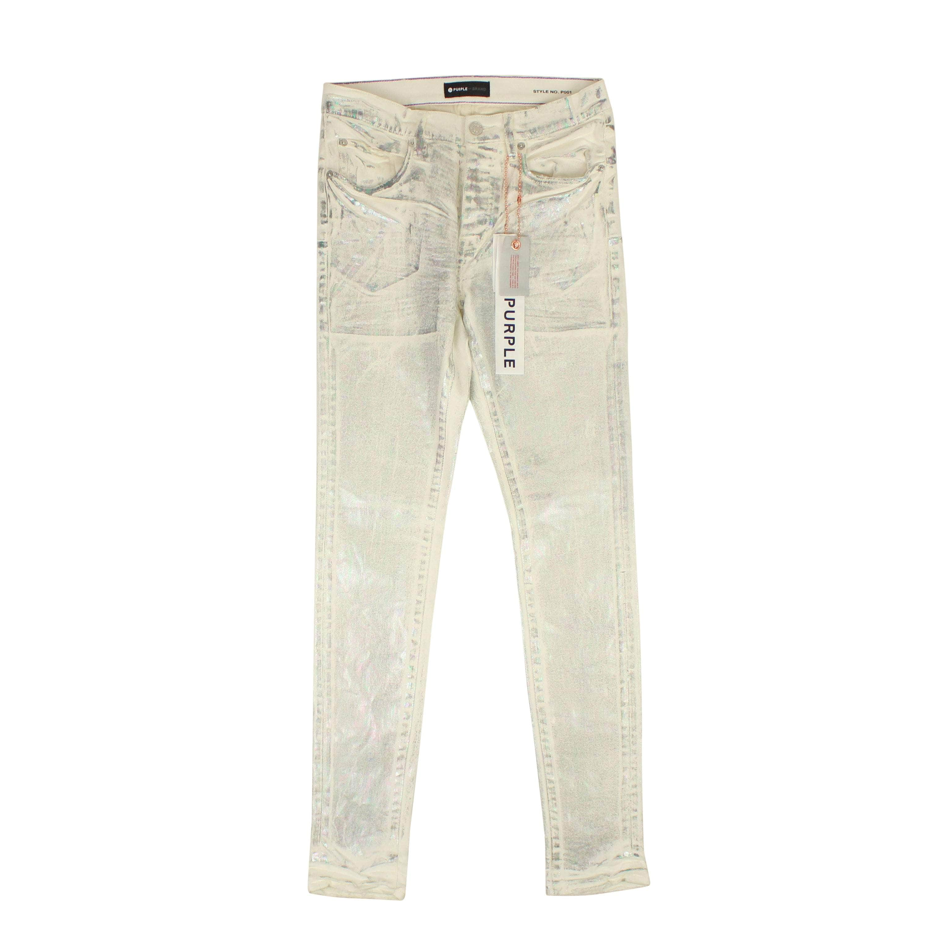 Purple Brand PRP-XJNS-0362/33 NWT Purple Brand White WHITE X RAY IRIDESCENT WAVE FOIL Jeans Size 33 $265 PRP-XJNS-0362/33