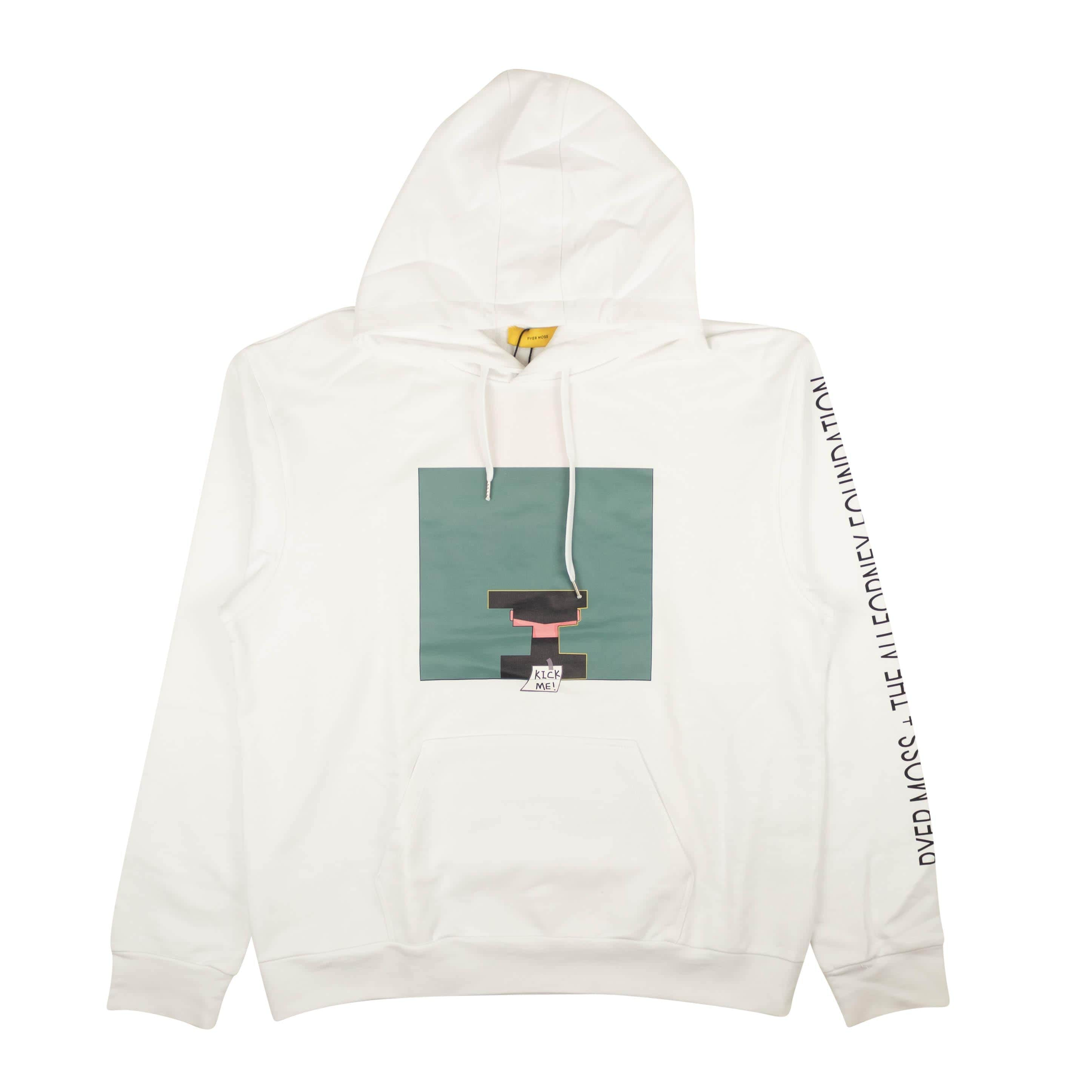 PYER MOSS 87AB-PM-1002/S NWT PYER MOSS White Graphic Print Pullover Hoodie Sweatshirt Size S $560 87AB-PM-1002/S