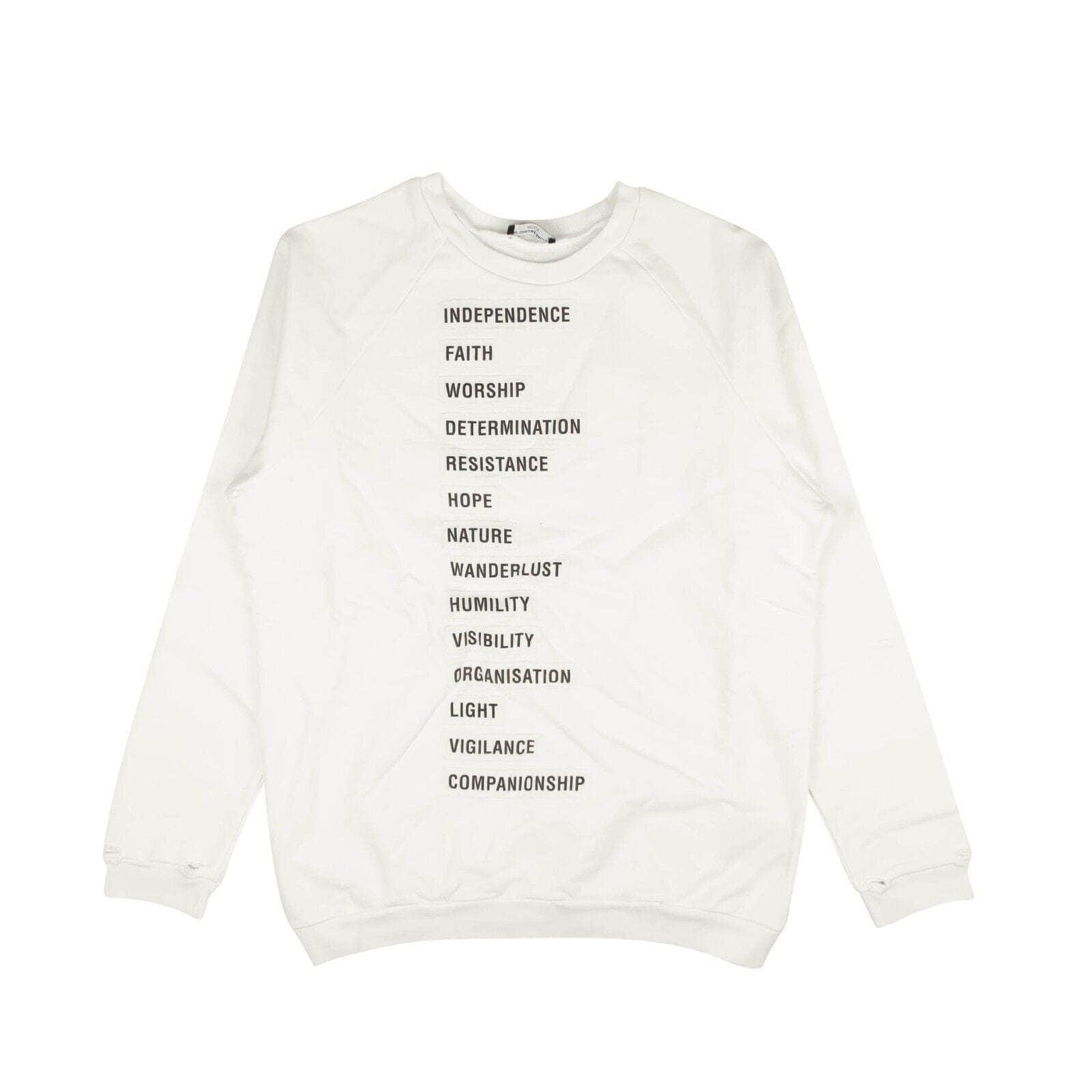 Raf Simons 500-750, channelenable-all, chicmi, couponcollection, gender-mens, main-clothing, mens-shoes, size-l, size-m, size-s, size-xl White Crewneck Black Writing Sweatshirt