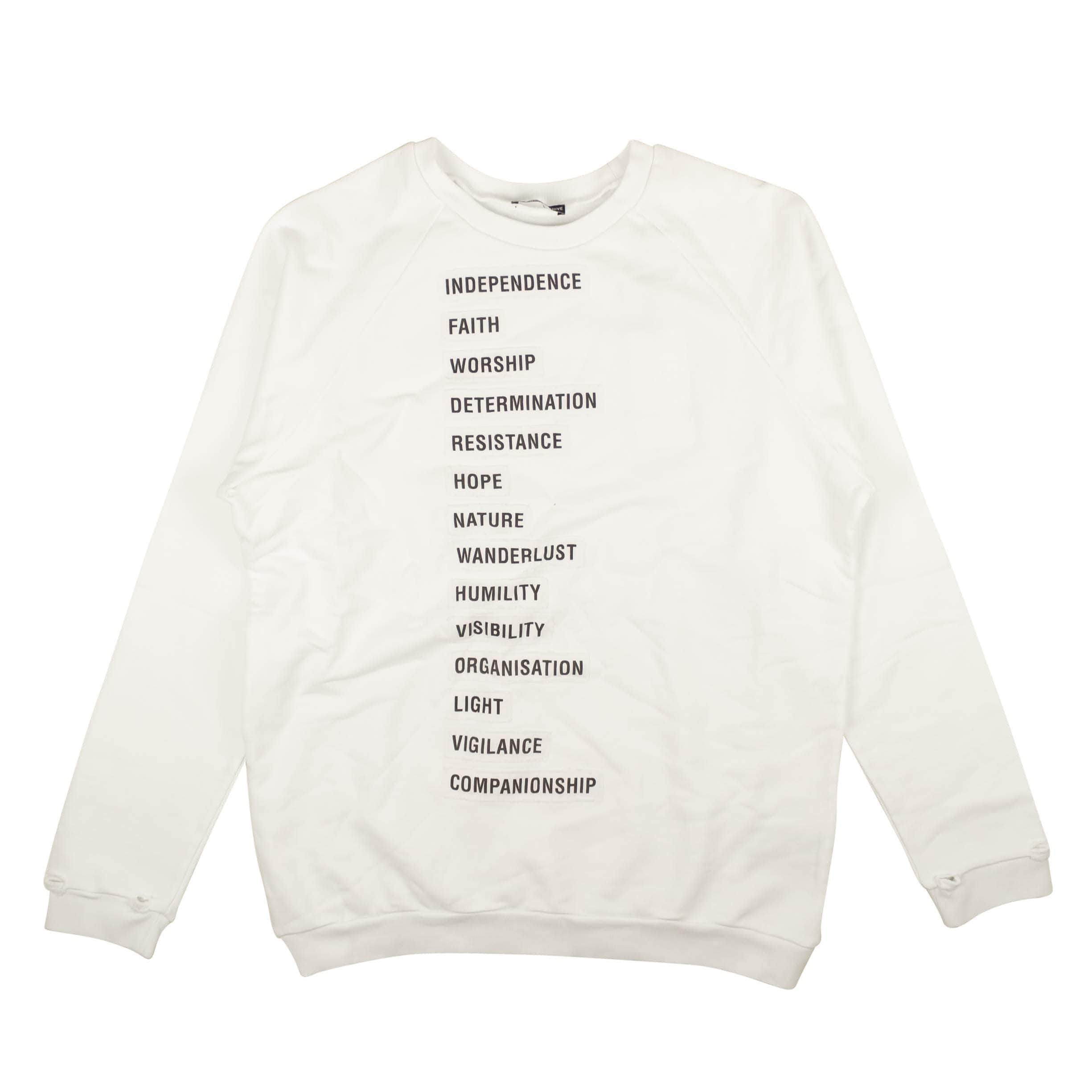 Raf Simons 75LE-1776/L NWT RAF SIMONS White Crewneck Black Writing Sweatshirt Size L 75LE-1776/L