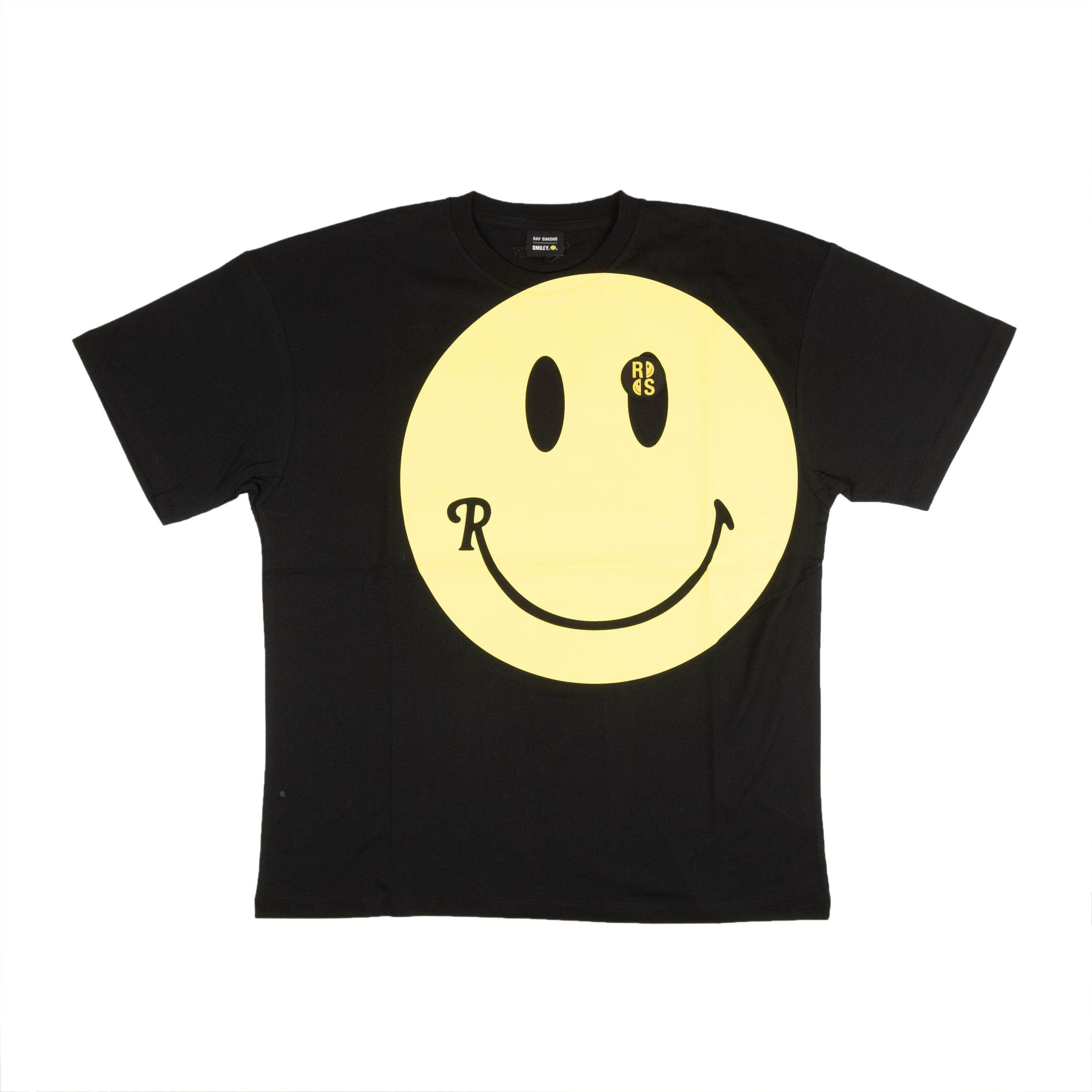Raf Simons Black X Smiley Print Big Fit T-Shirt