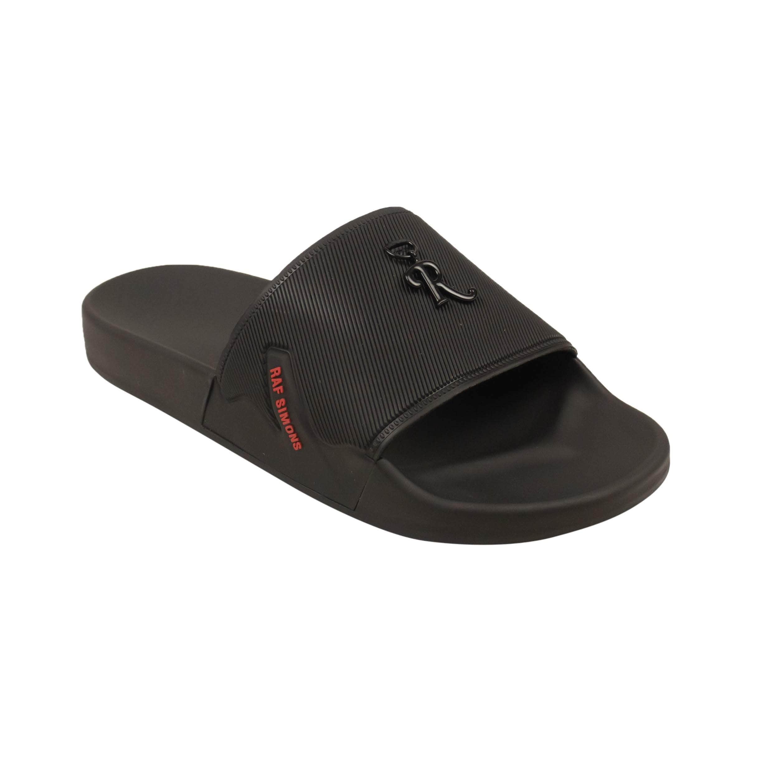 Raf Simons channelenable-all, chicmi, couponcollection, gender-mens, main-shoes, mens-shoes, mens-slides-slippers, MixedApparel, size-42, size-43, under-250 Black Astra Logo Slides