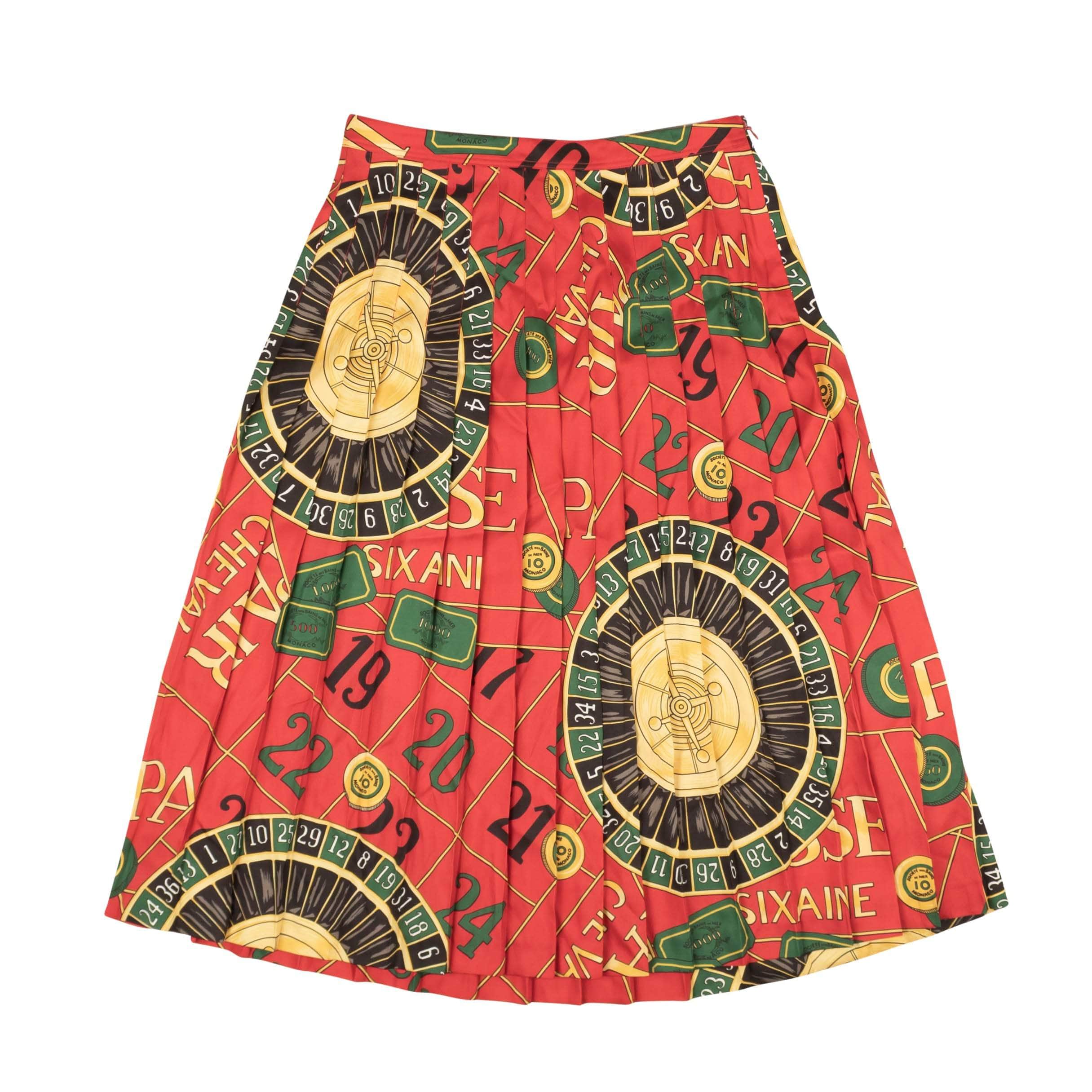 Ralph Lauren Red Pleated Reissue Print Long Skirt