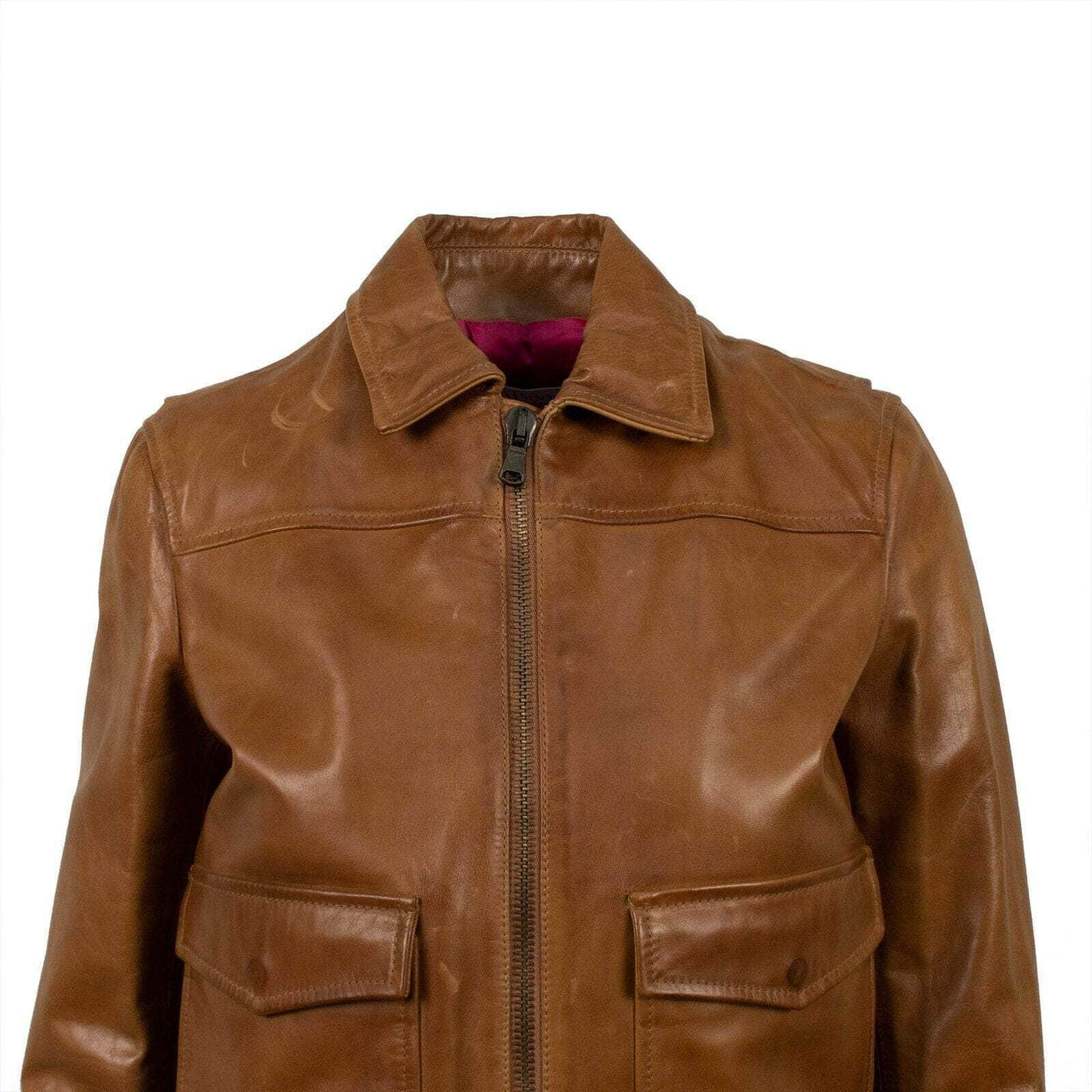 Red Valentino Outerwear 2 US / 40 EU Leather With Star Design Bomber Jacket - Brown 67V-466/40 67V-466/40