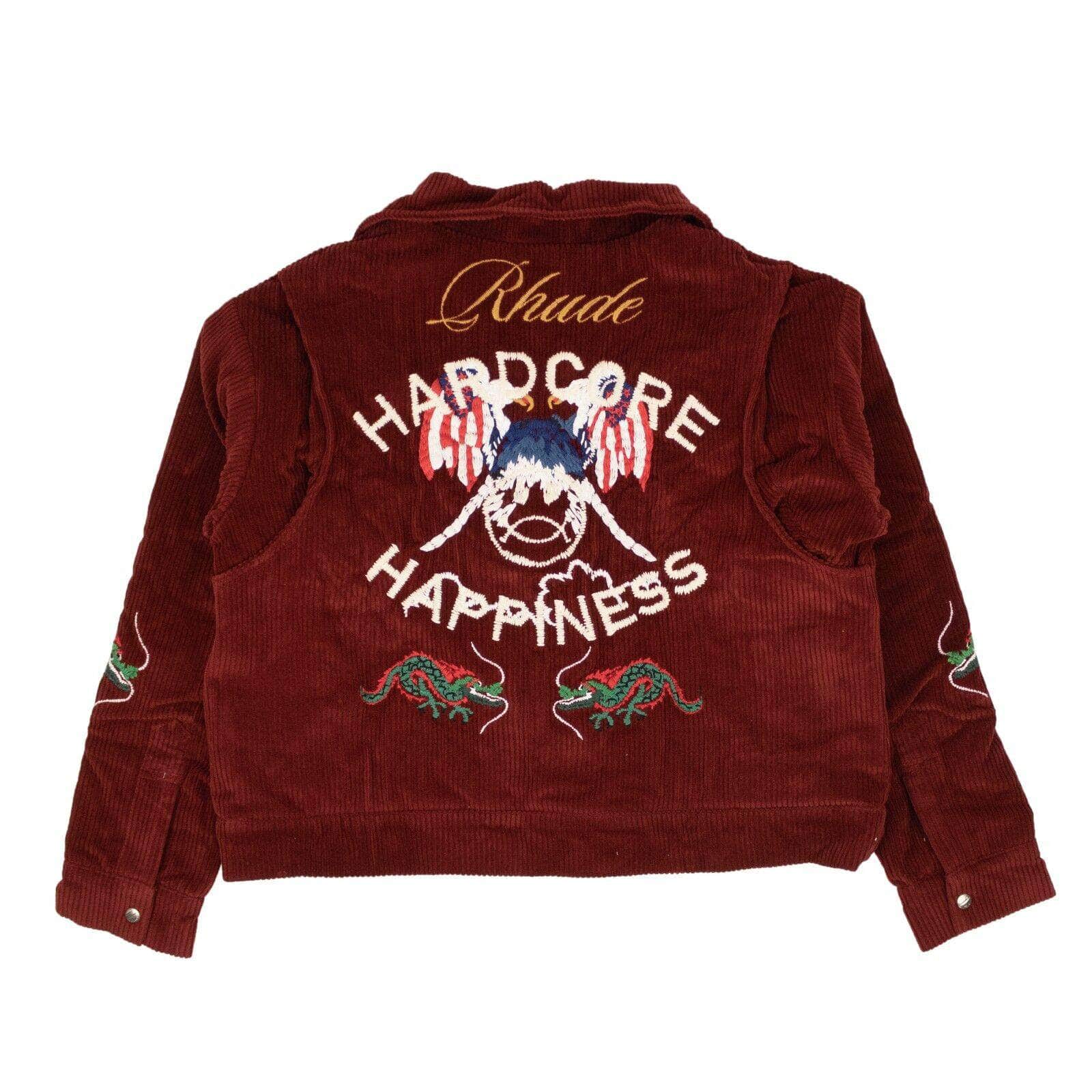 Rhude 1000-2000, channelenable-all, chicmi, couponcollection, gender-mens, main-clothing, mens-shoes, mens-varsity-jackets, rhude, size-l Maroon Cotton Graphic Print Souvenir Jacket