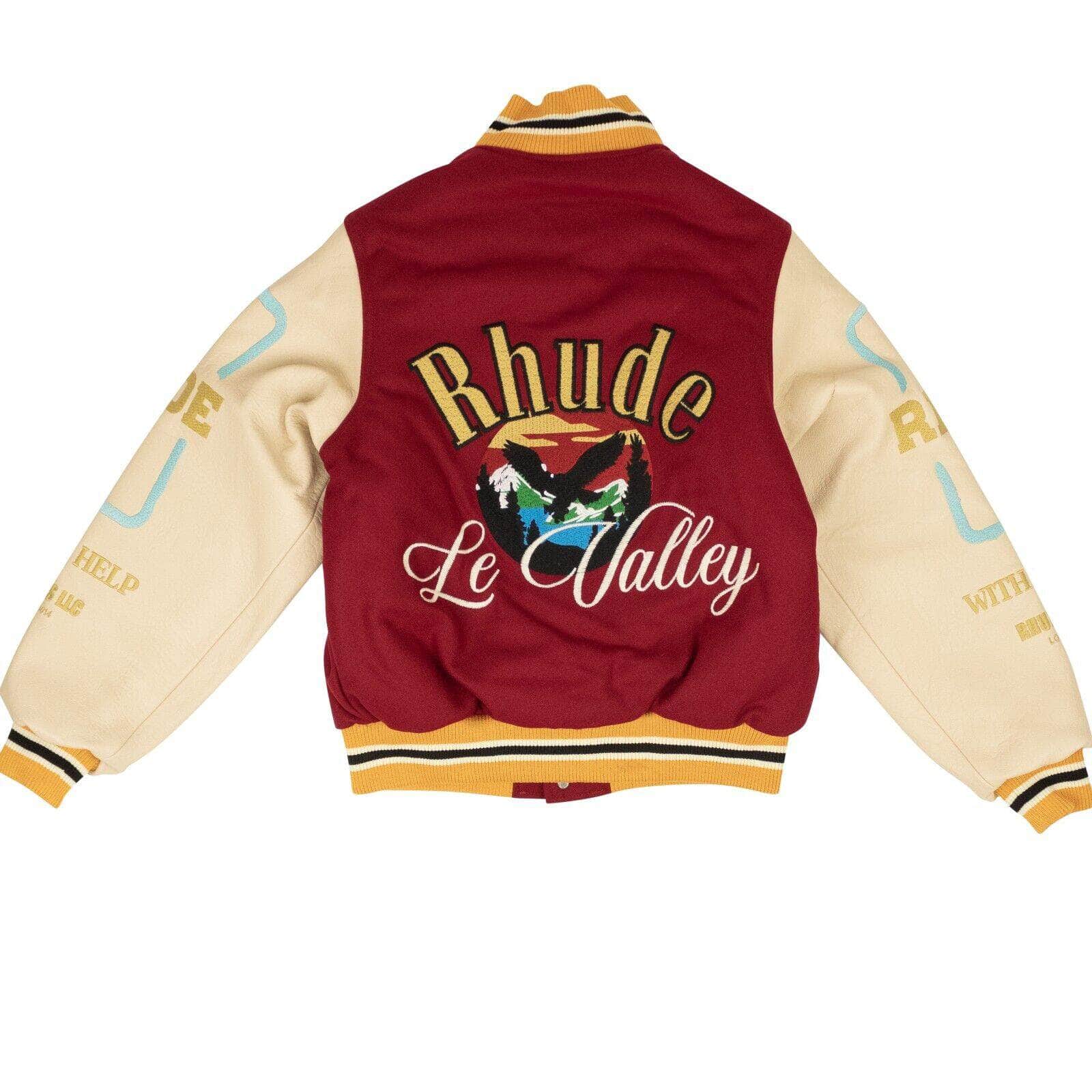 Rhude 1000-2000, channelenable-all, chicmi, couponcollection, gender-mens, main-clothing, mens-shoes, mens-varsity-jackets, rhude, size-l, size-m, size-xl, size-xxl Bordoux And Creme Le Valley Varsity Jacket