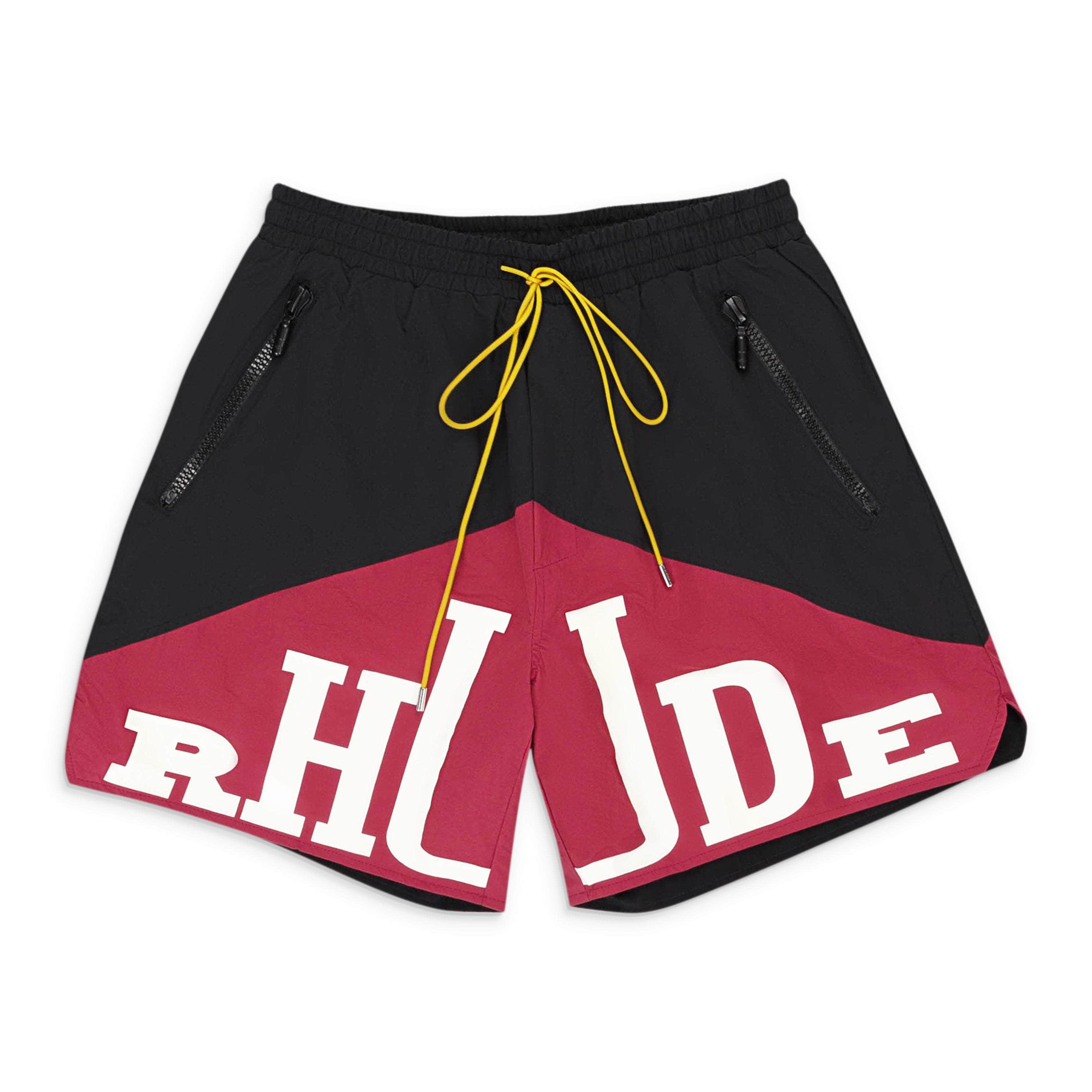 Rhude RHD-XBTM-0092/M NWT RHUDE YATCHING BLACK, MAROON SHORTS SIZE M $625 RHD-XBTM-0092/M