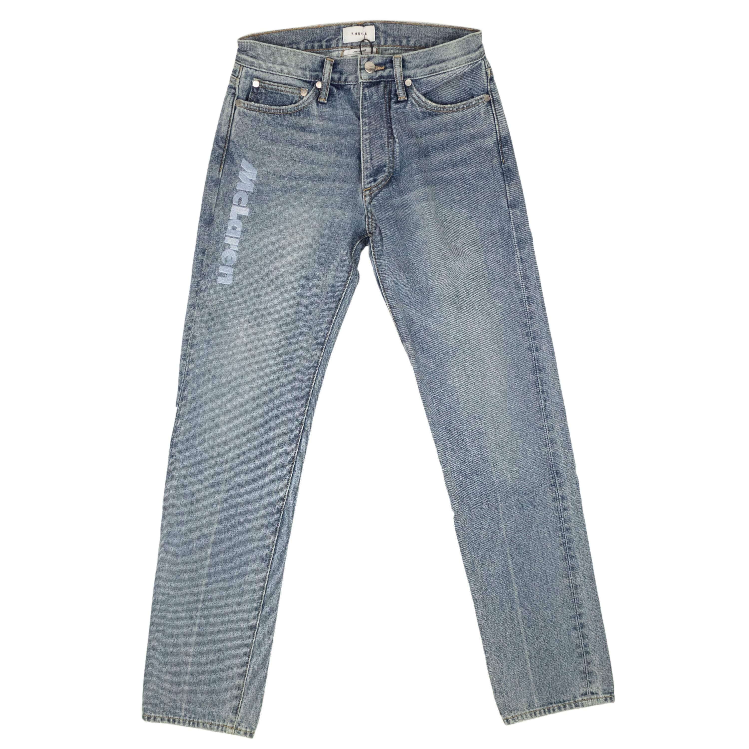 Rhude RHD-XJNS-0010/29 NWT RHUDE Indigo Embroidered Denim Jeans Size 29 $830 RHD-XJNS-0010/29