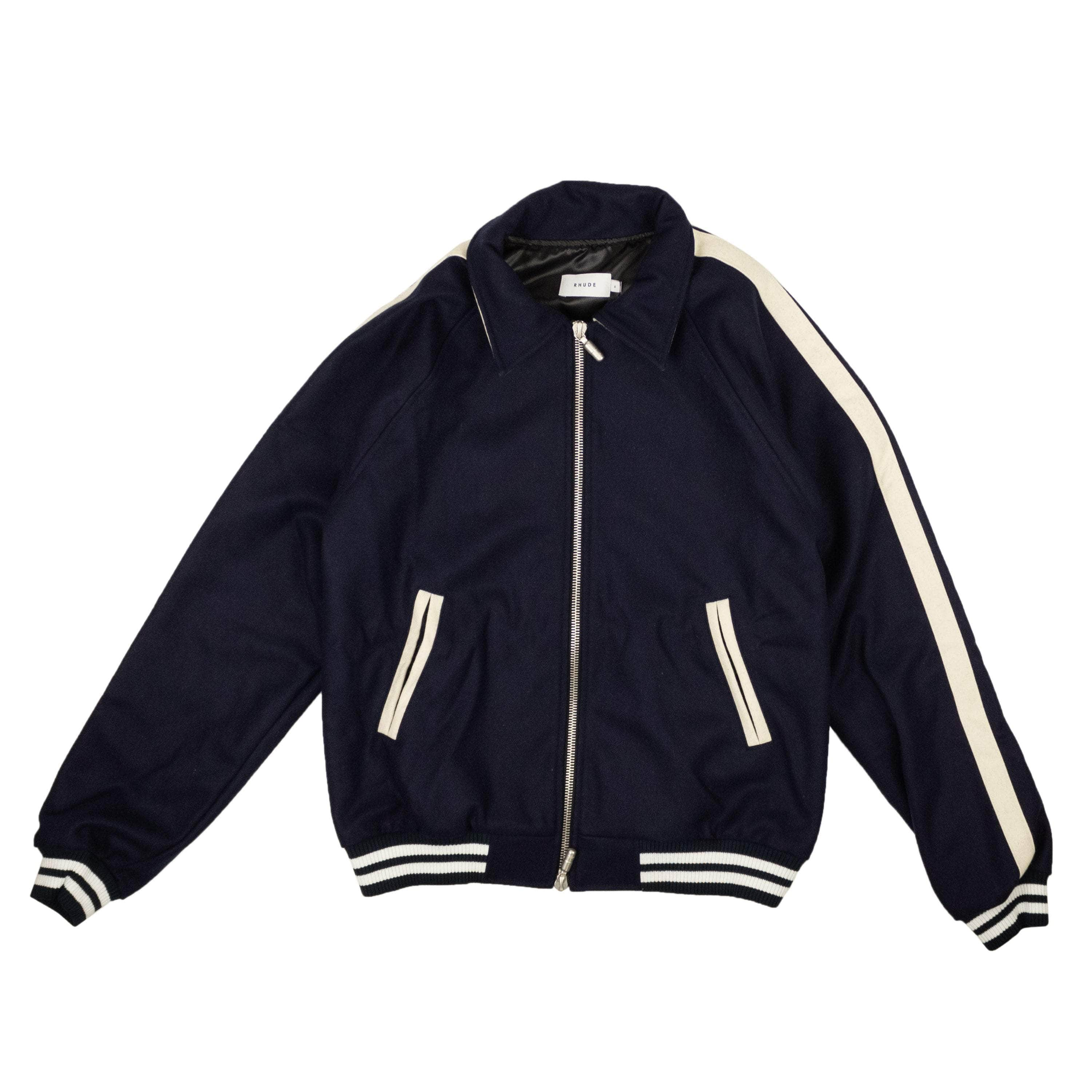 Rhude RHD-XOTW-0012/XL NWT RHUDE Navy Wool Boys Signature Bomber Jacket Size XL $1695 RHD-XOTW-0012/XL