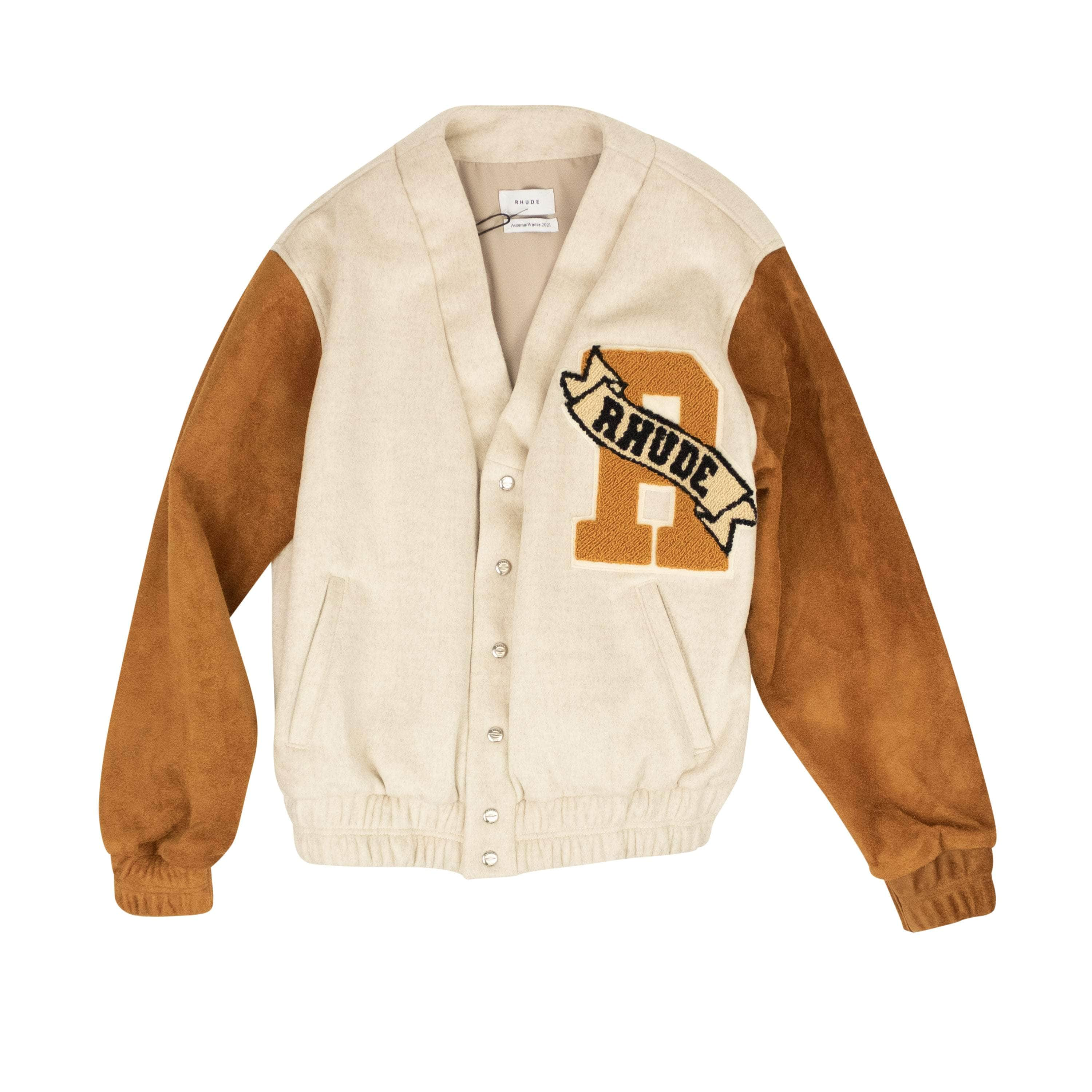 Rhude RHD-XOTW-0028/L NWT RHUDE Beige & Tan Cardigan Bomber Size L $1730 RHD-XOTW-0028/L