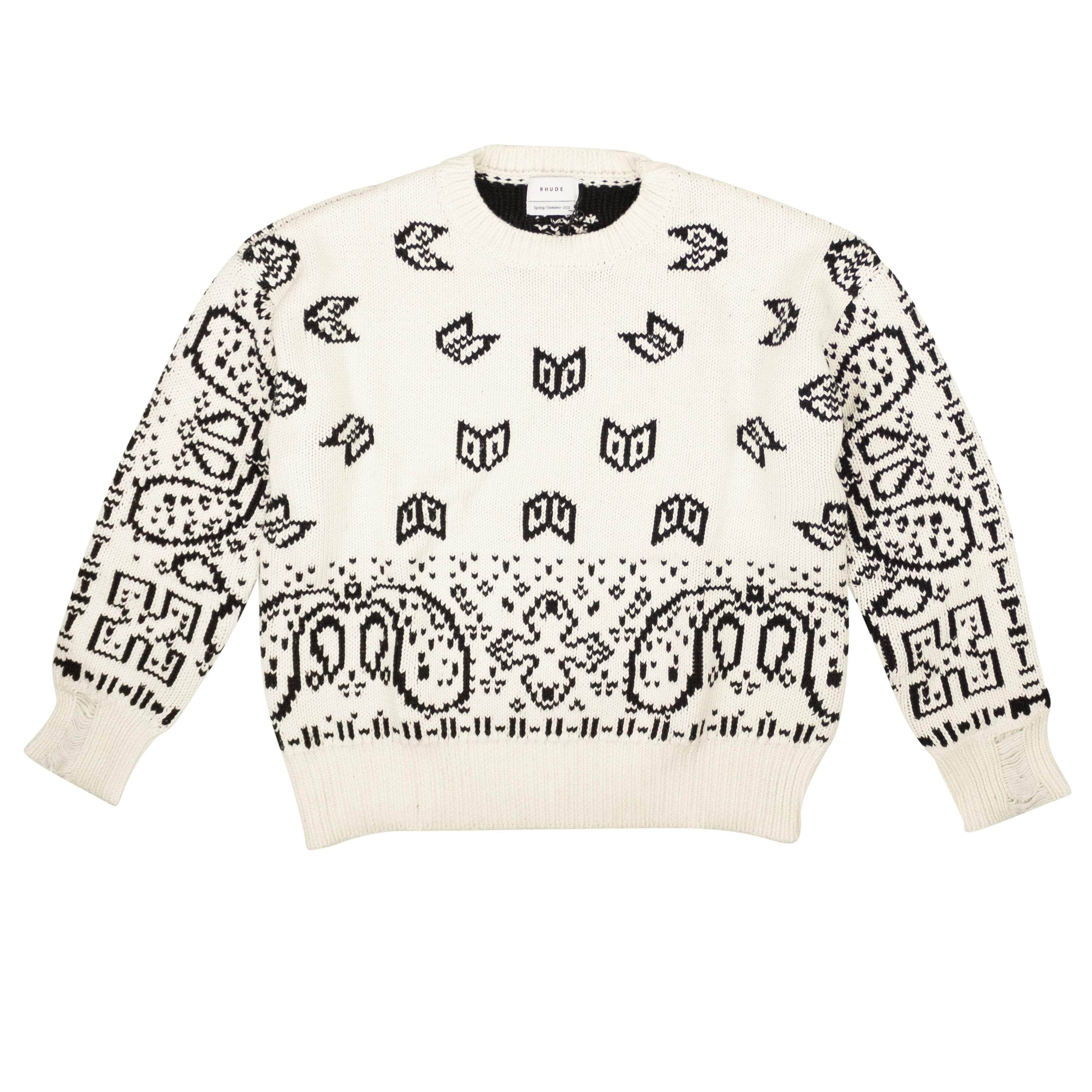 Rhude RHD-XTPS-0033/S NWT Rhude WHITE/BLACK LOUNGE SWEATER Size S $1310 RHD-XTPS-0033/S