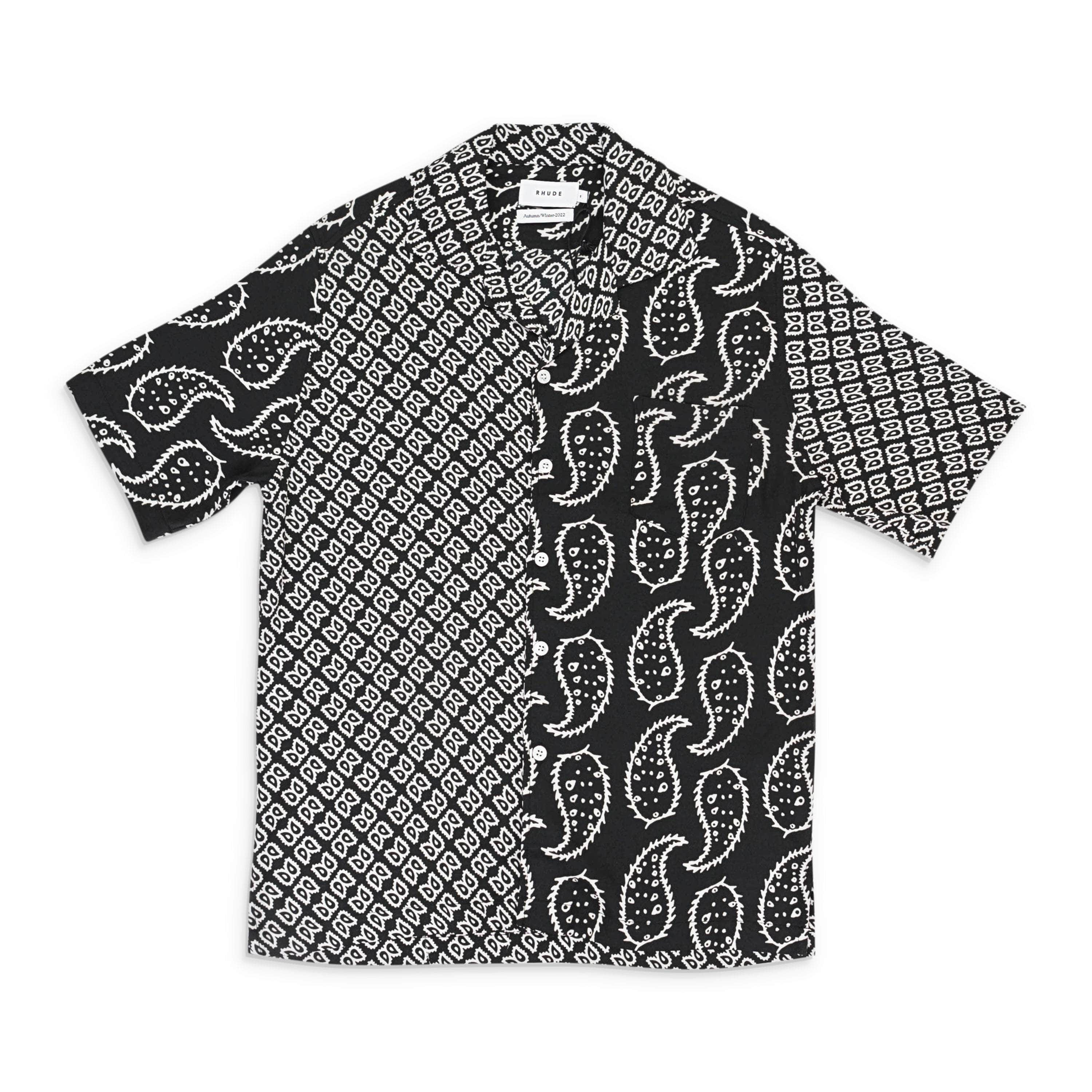 Rhude RHD-XTPS-0067/XL NWT RHUDE RAYON BANDANA BLACK/WHITE BUTTON-UP SHIRT SIZE XL $645 RHD-XTPS-0067/XL