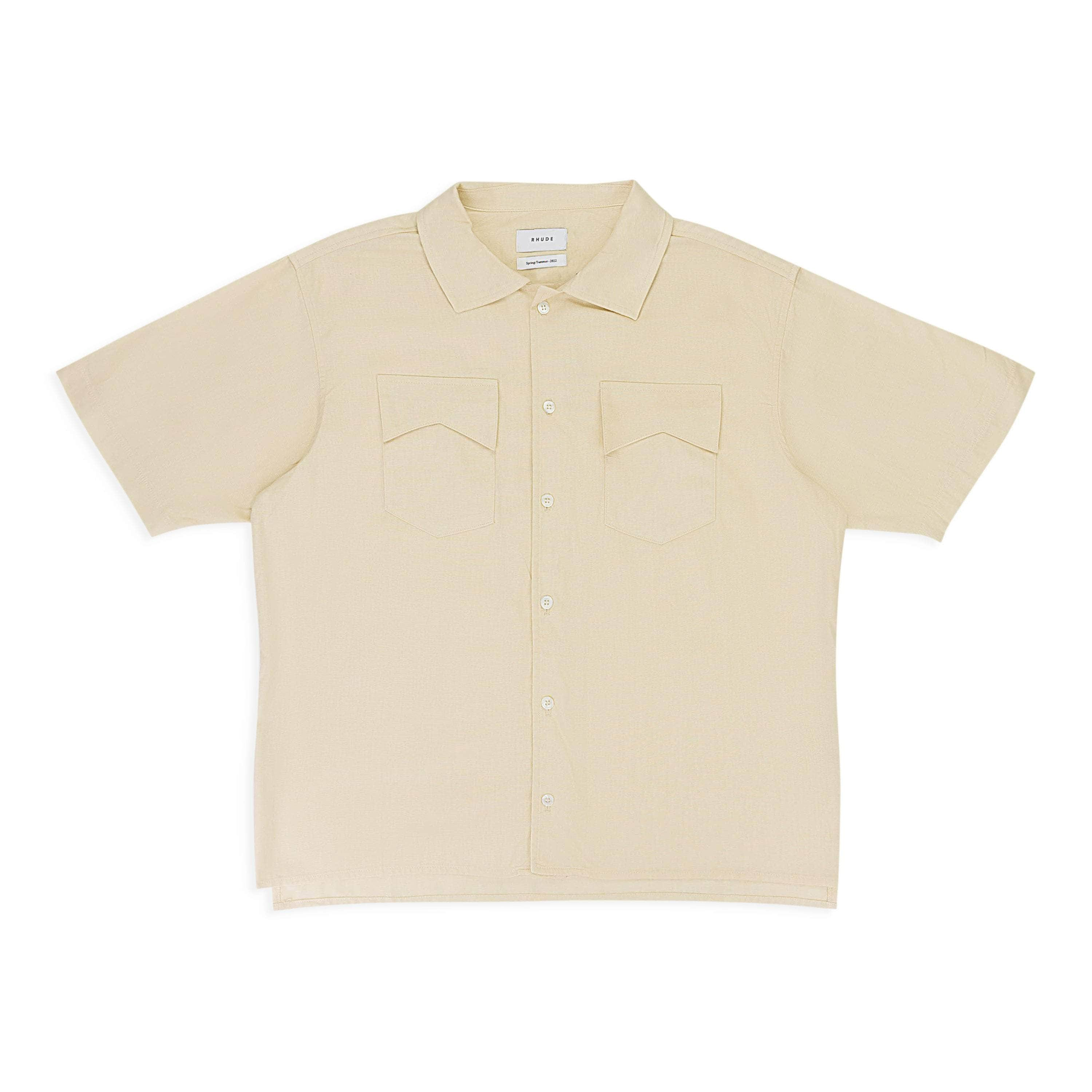 Rhude RHD-XTPS-0073/L NWT RHUDE WOVEN COTTON OFF-WHITE, SANDY BUTTON-UP SHIRT SIZE L $545 RHD-XTPS-0073/L