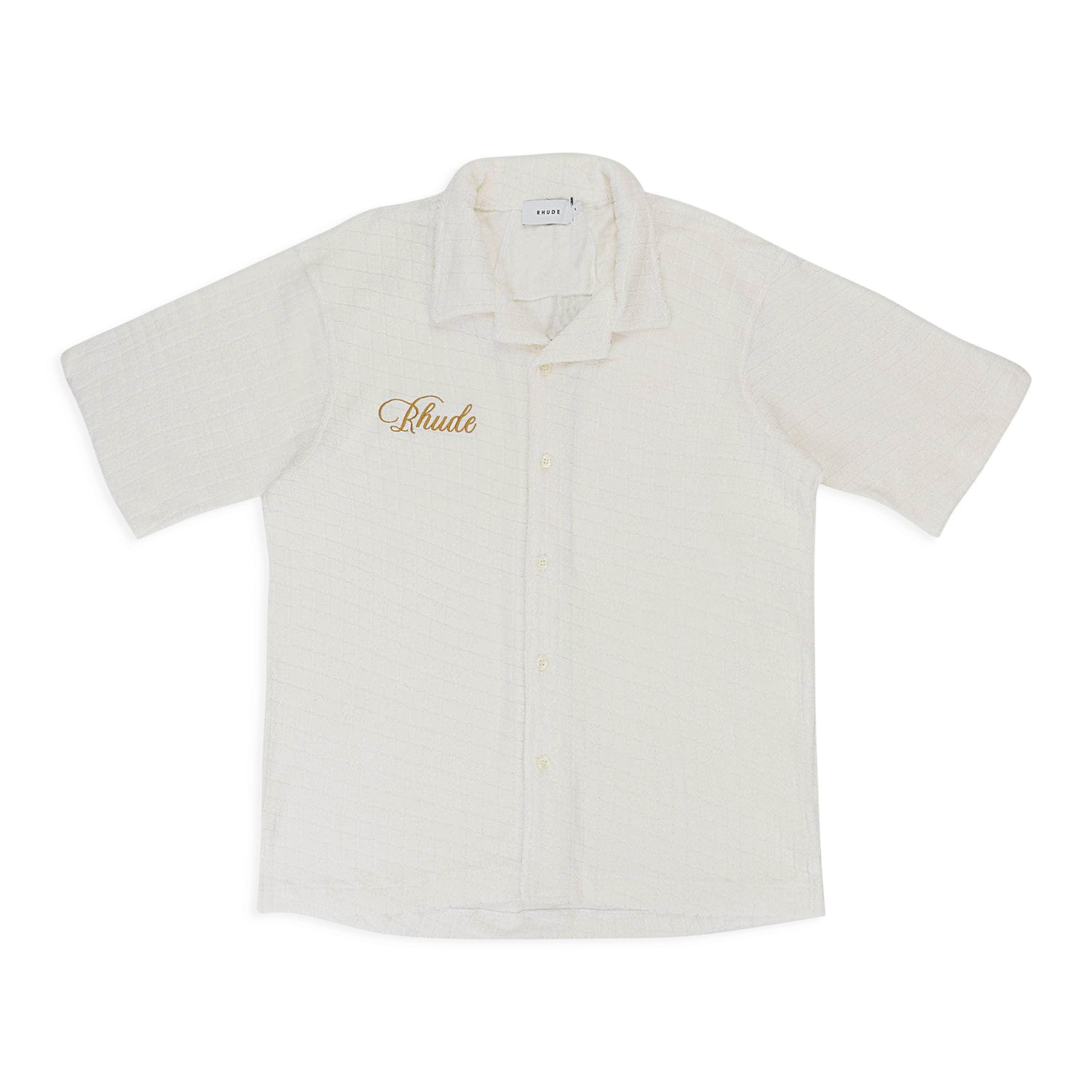 Rhude RHD-XTPS-0074/L NWT RHUDE LOOP TERRY CREME POLO SHIRT SIZE L $500 RHD-XTPS-0074/L