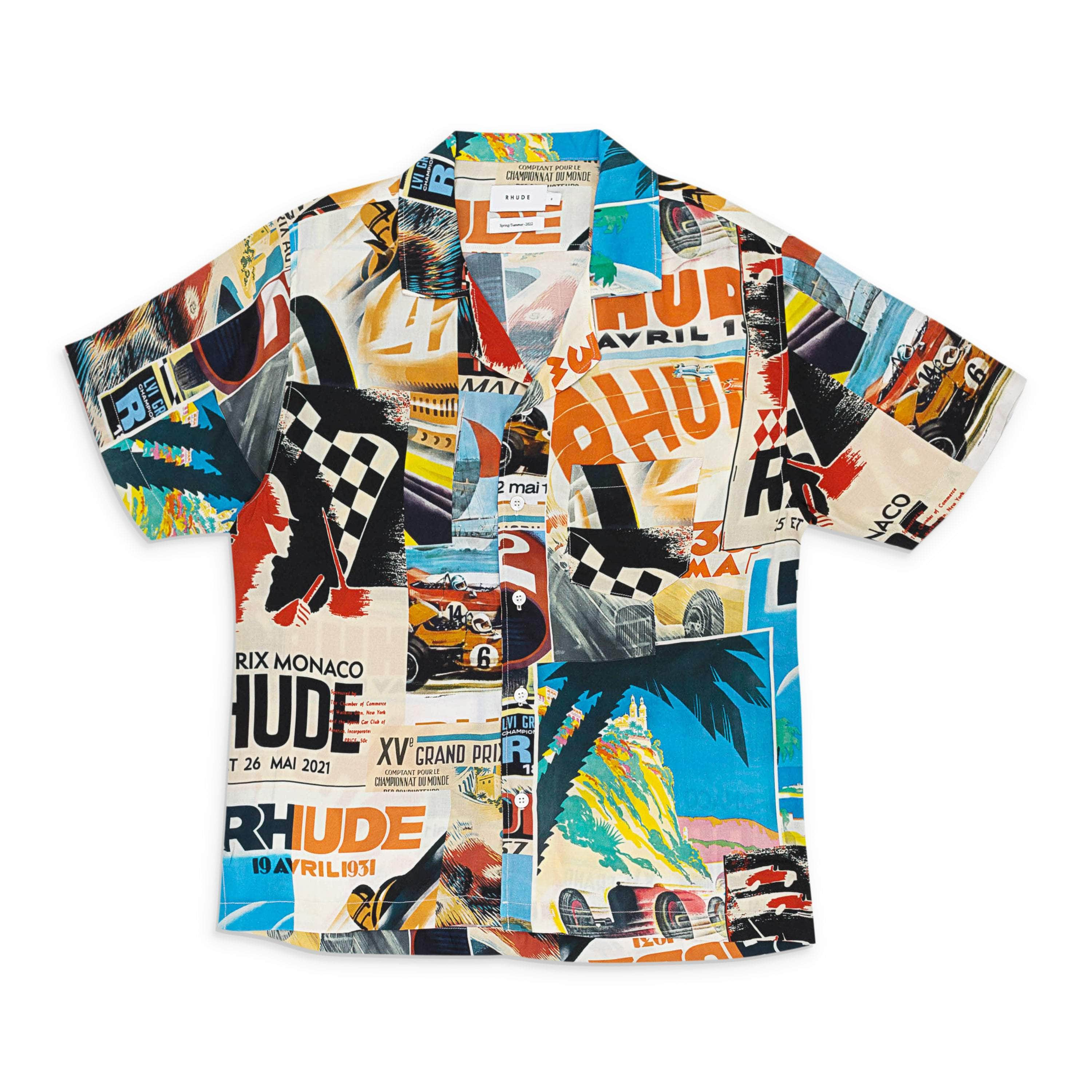 Rhude RHD-XTPS-0077/M NWT RHUDE CAR RACING WORLD CHAMPIONSHIP MULTI BUTTON DOWN T-SHIRT SIZE M $545 RHD-XTPS-0077/M