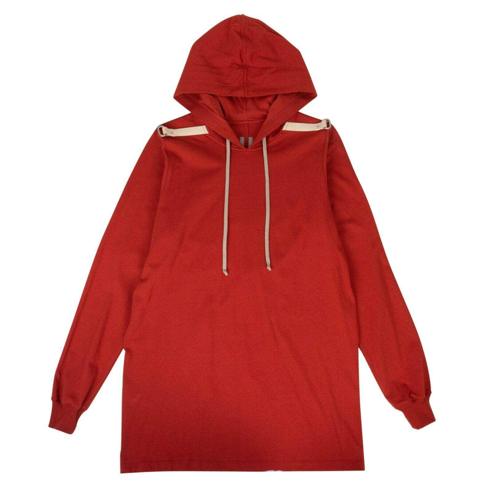 Rick Owens 79RO-1140/S NWT RICK OWENS Cardinal Red Cotton Knit Hooded Sweater Size S $792 79RO-1140/S