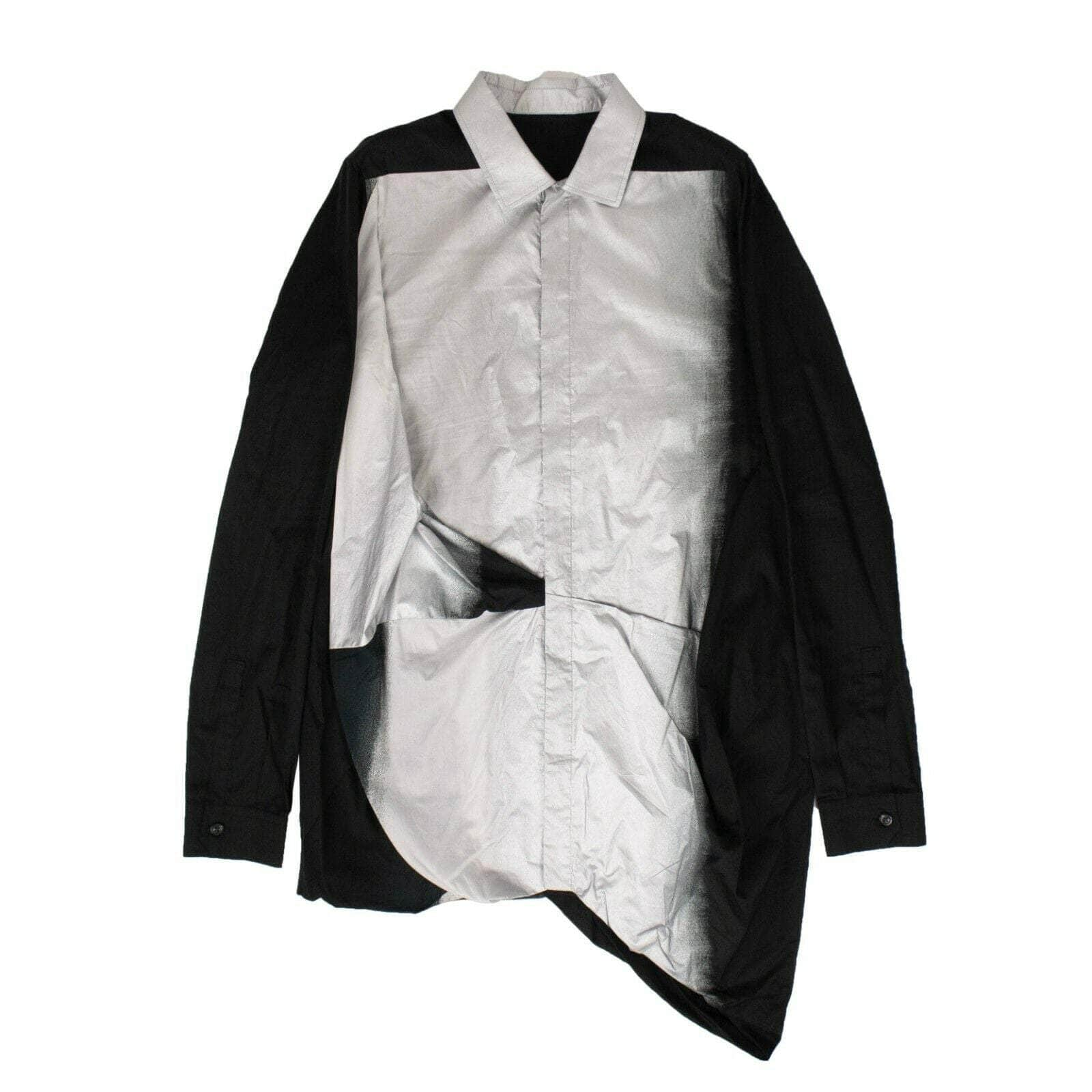 Rick Owens 79RO-1141/50 NWT RICK OWENS Black/Silver 'Smash' Button Down Shirt Size 40/50 $1940 79RO-1141/50