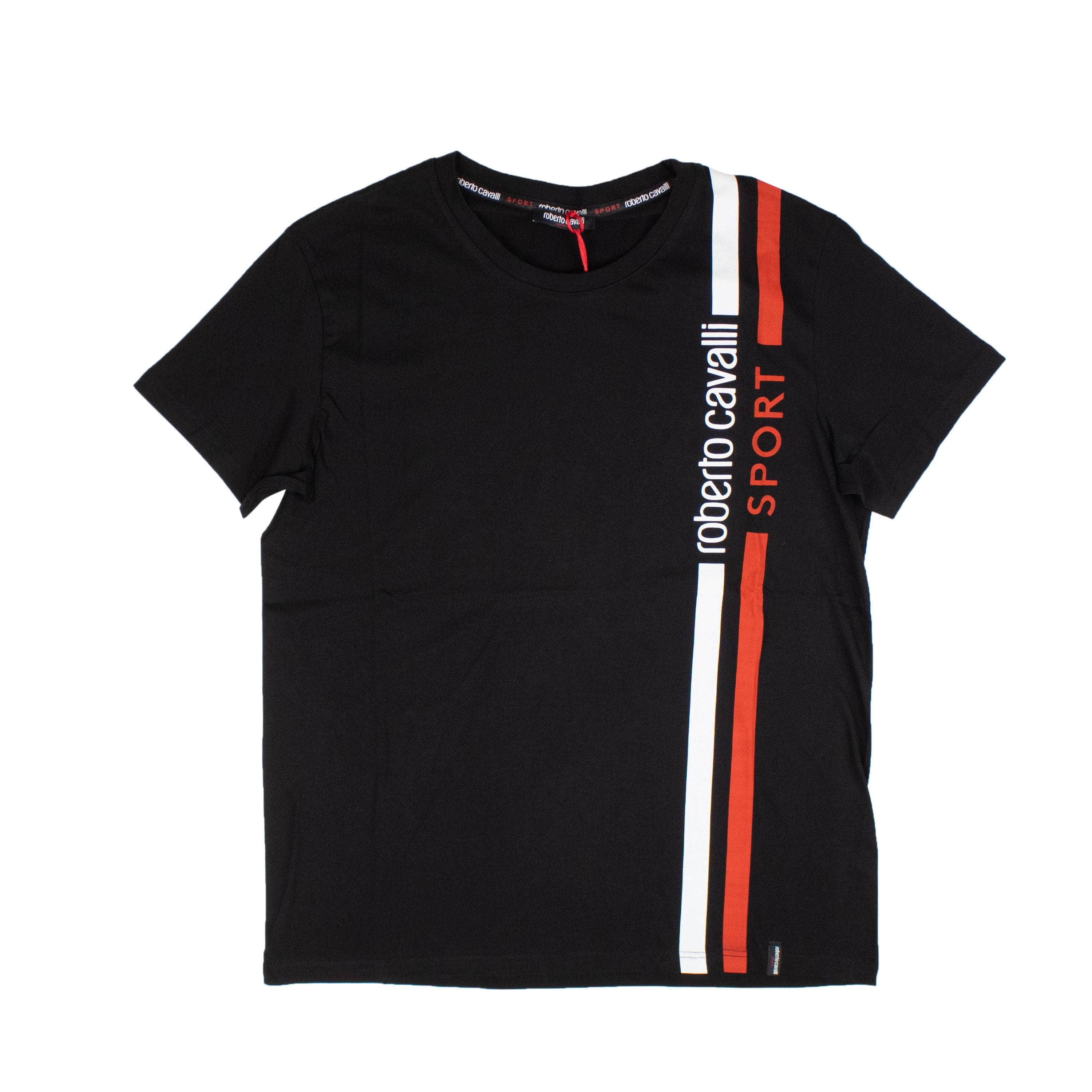 Roberto Cavalli RCV-XTSH-0002/XL RCV-XTSH-0002/XL HYX51T_JE046_BLACK Black Roberto Cavalli RC Sport Stripe T-Shirt Size XL RCV-XTSH-0002/XL