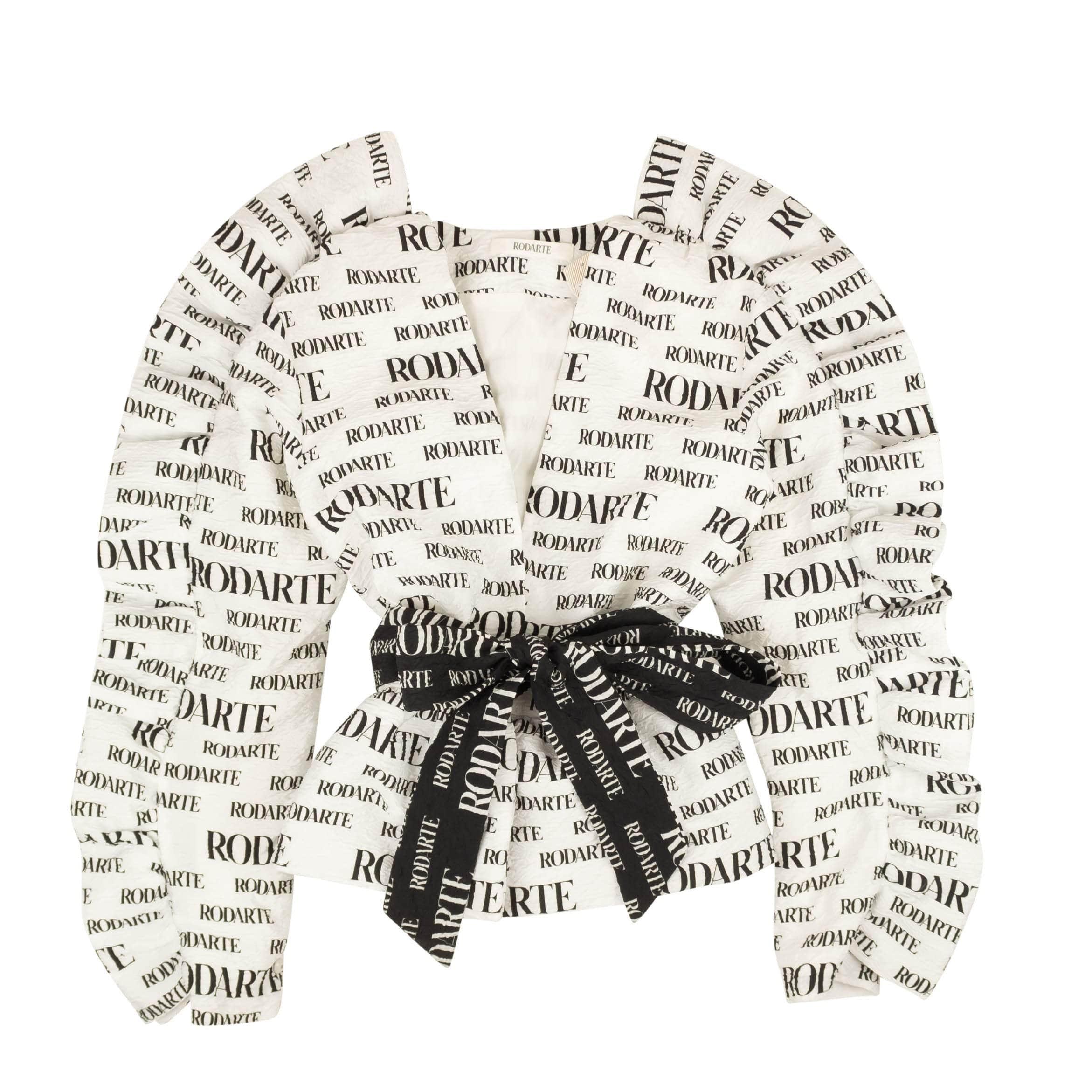 Rodarte 1000-2000, channelenable-all, chicmi, couponcollection, gender-womens, main-clothing, MixedApparel, rodarte, size-s S White And Black Cloque Printed Jacket 95-RDT-1010/S 95-RDT-1010/S