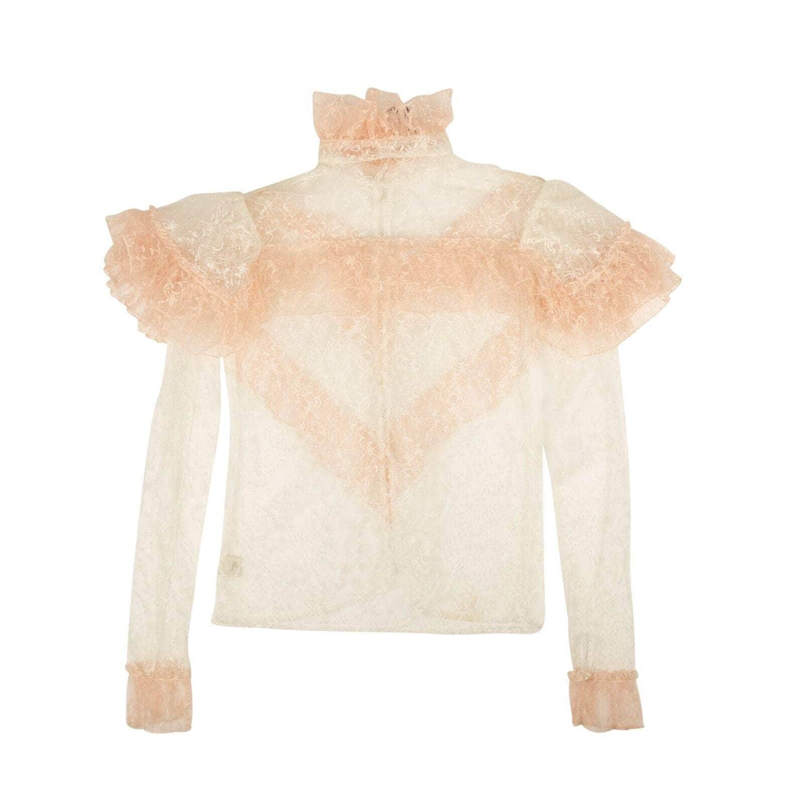 Rodarte 1000-2000, channelenable-all, chicmi, couponcollection, gender-womens, main-clothing, MixedApparel, rodarte, size-s, womens-blouses S Pink And White Floral Tulle Blouse 95-RDT-1002/S 95-RDT-1002/S