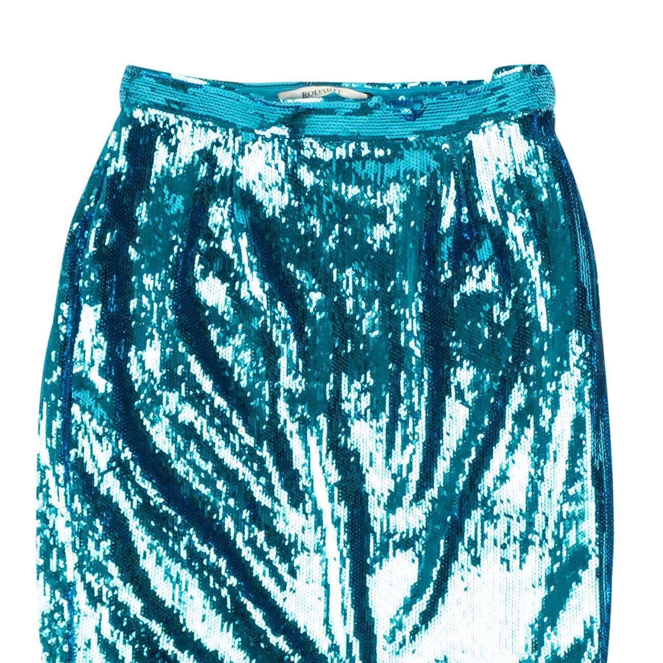 Rodarte 1000-2000, channelenable-all, chicmi, couponcollection, gender-womens, main-clothing, rodarte, size-4, womens-flared-skirts 4 / 95-RDT-0012/4 Teal Sequin Fitted Ruffle Detail Skirt 95-RDT-0012/4 95-RDT-0012/4