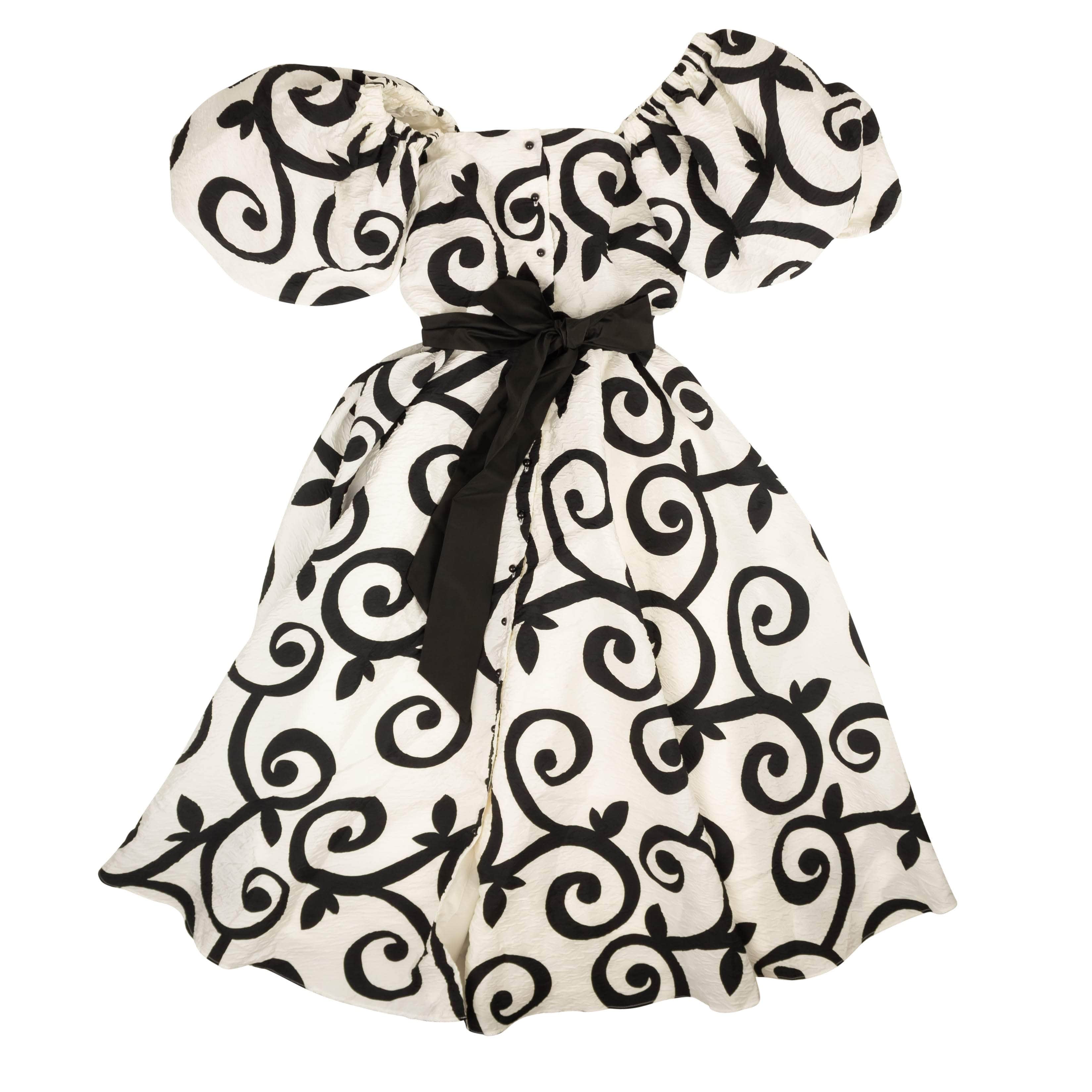 Rodarte 2000-5000, channelenable-all, chicmi, couponcollection, gender-womens, main-clothing, MixedApparel, rodarte, size-2, womens-formal-dresses 2 Black And White Cloque Swirl Dress 95-RDT-0013/2 95-RDT-0013/2