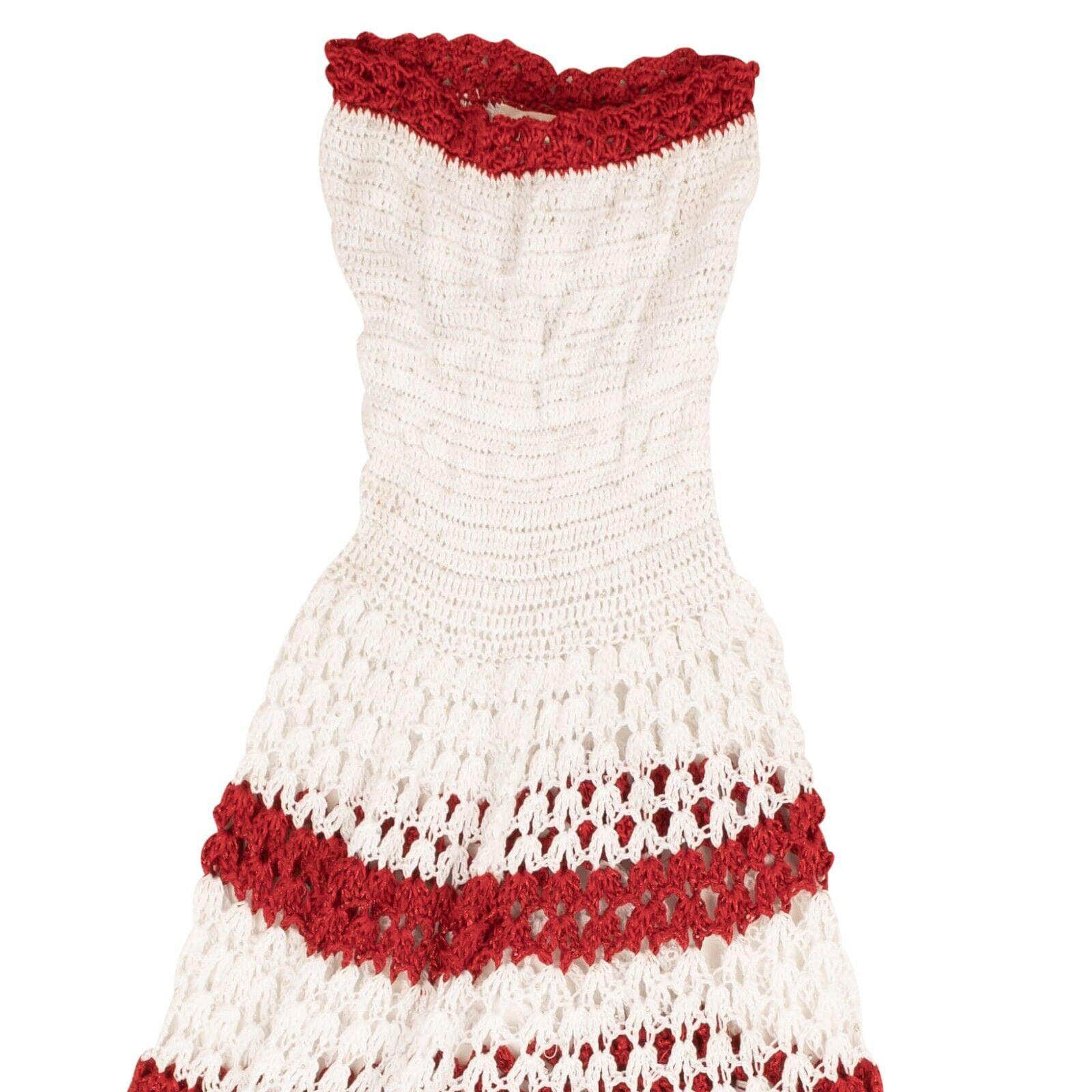 Rodarte 2000-5000, channelenable-all, chicmi, couponcollection, gender-womens, main-clothing, MixedApparel, rodarte, size-xs, womens-formal-dresses XS Red And White Hand Crocheted Strapless Dress 95-RDT-0005/XS 95-RDT-0005/XS