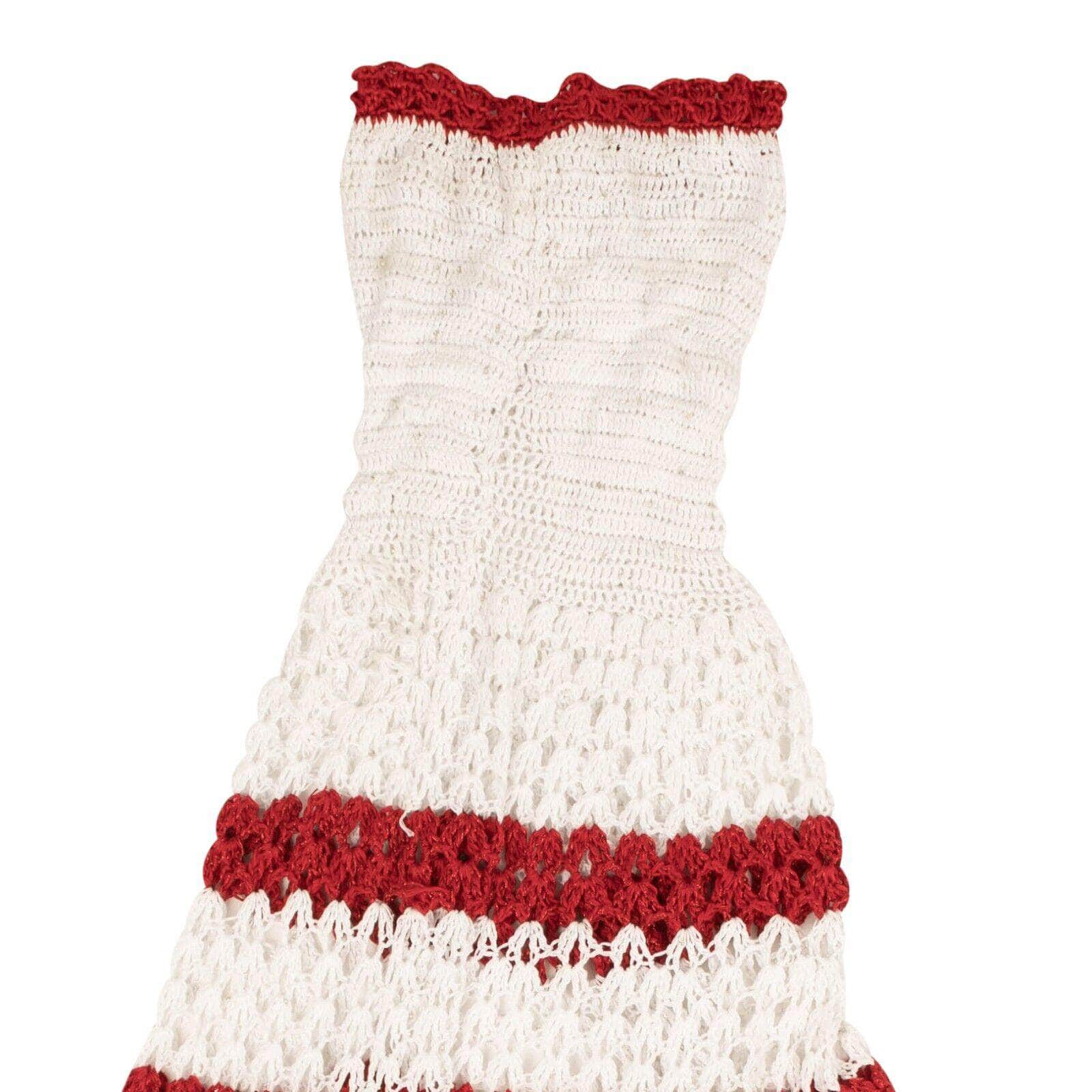 Rodarte 2000-5000, channelenable-all, chicmi, couponcollection, gender-womens, main-clothing, MixedApparel, rodarte, size-xs, womens-formal-dresses XS Red And White Hand Crocheted Strapless Dress 95-RDT-0005/XS 95-RDT-0005/XS