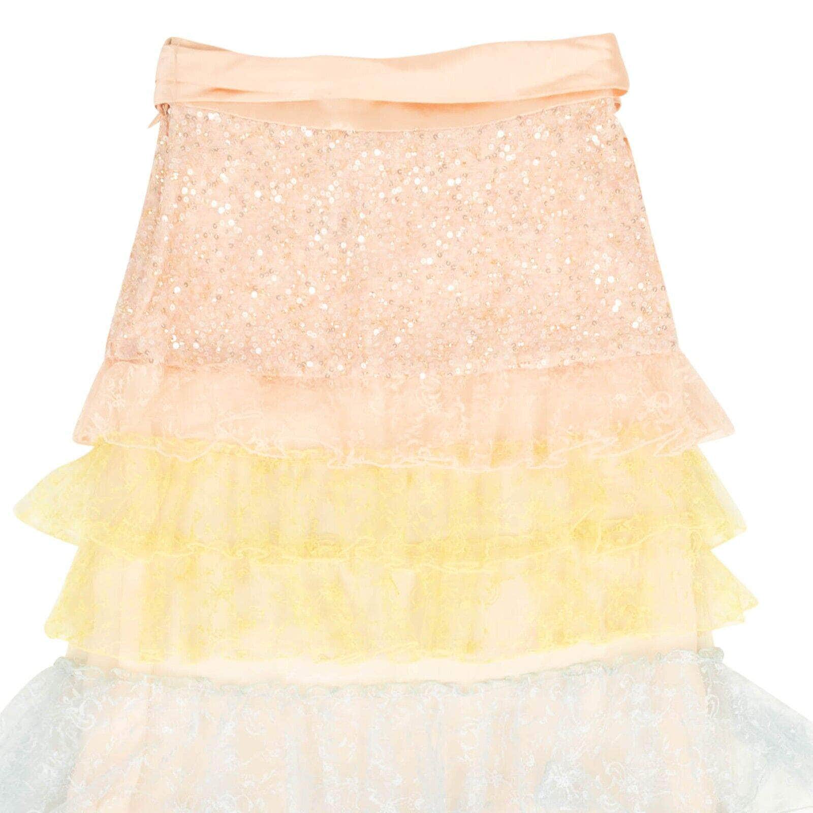 Rodarte 2000-5000, channelenable-all, chicmi, couponcollection, gender-womens, main-clothing, rodarte, size-4, womens-flared-skirts 4 Peach And Multi White Tie Skirt 95-RDT-0007/4 95-RDT-0007/4