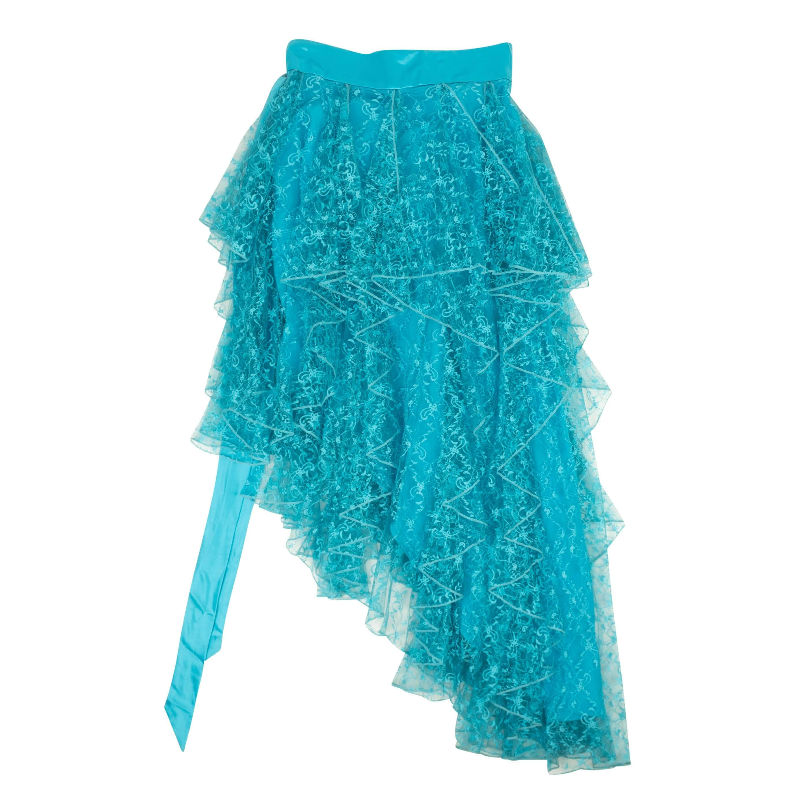 Rodarte 95-RDT-0004/2 NWT RODARTE Teal Floral Lace Asymmetrical Skirt Size 2/38 $2395 95-RDT-0004/2