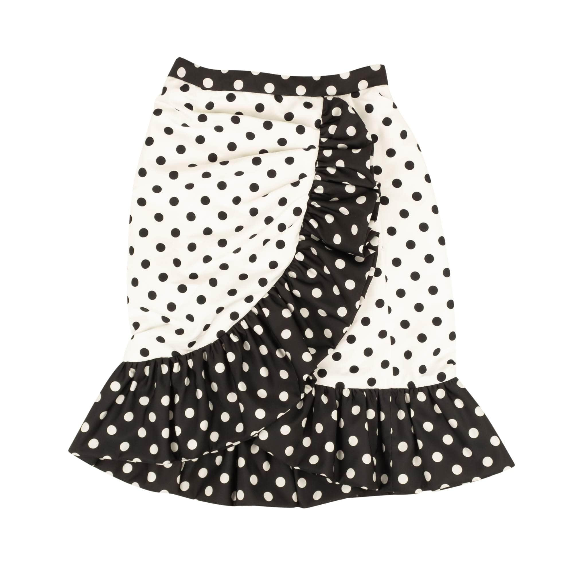 Rodarte 95-RDT-0008/2 NWT RODARTE White & Black Polka Dot Ruffle Skirt Size 2/38 $1870 95-RDT-0008/2