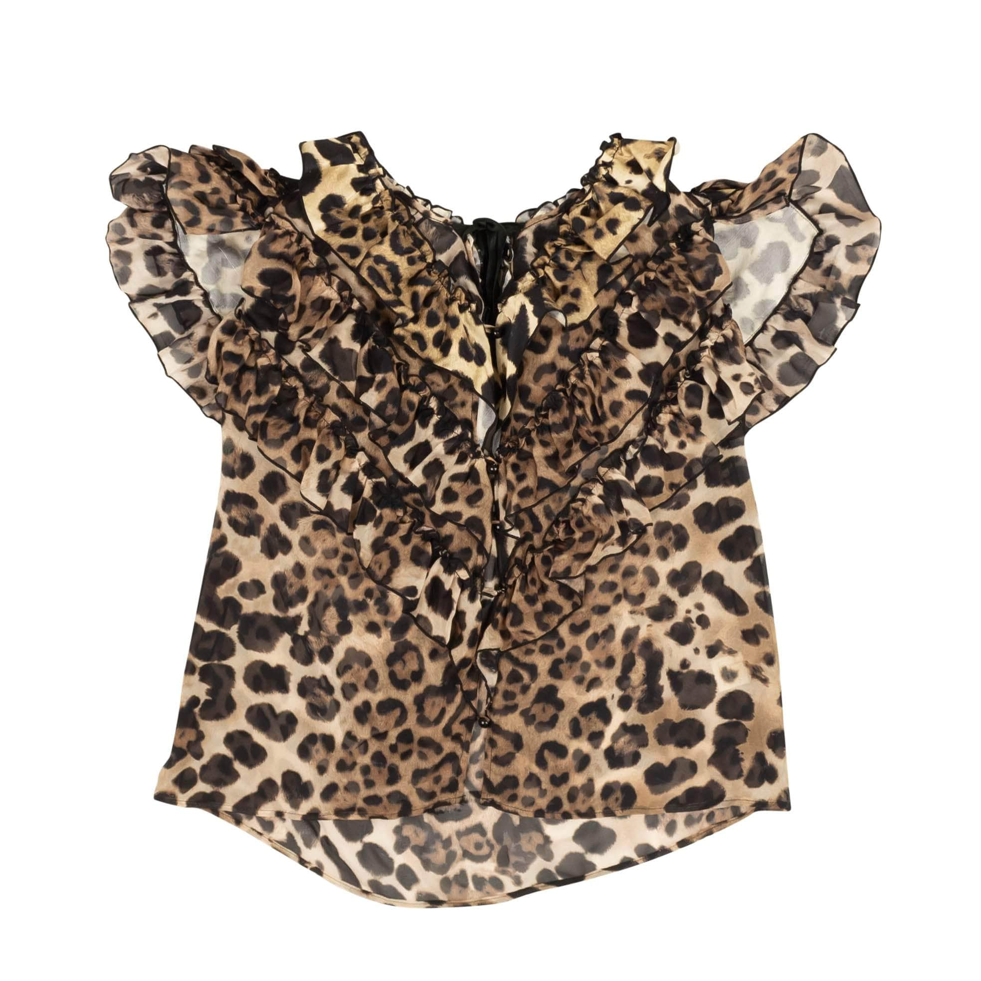 Rodarte 95-RDT-1003/S NWT RODARTE Brown Leopard Print Silk Short Sleeve Blouse Size S $2500 95-RDT-1003/S