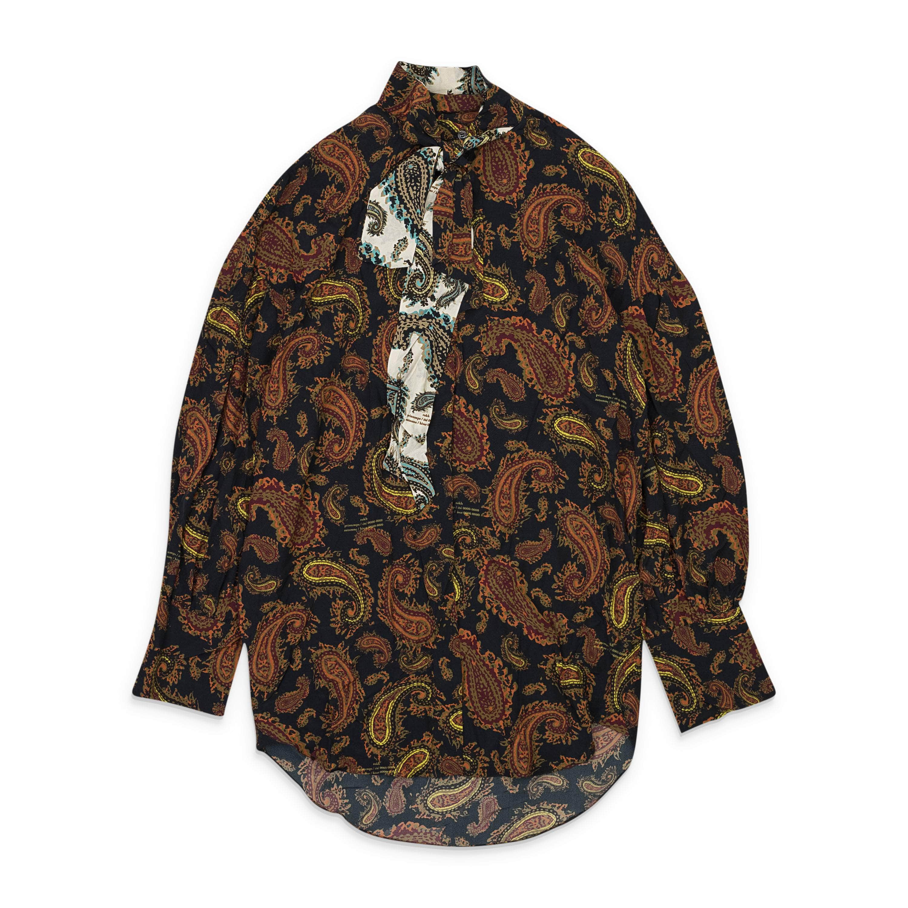 Rokh 95-RKH-1001/38 NWT ROKH PAISLEY MIX DOUBLE TIE NECK BLOUSE SIZE 38 $620 95-RKH-1001/38