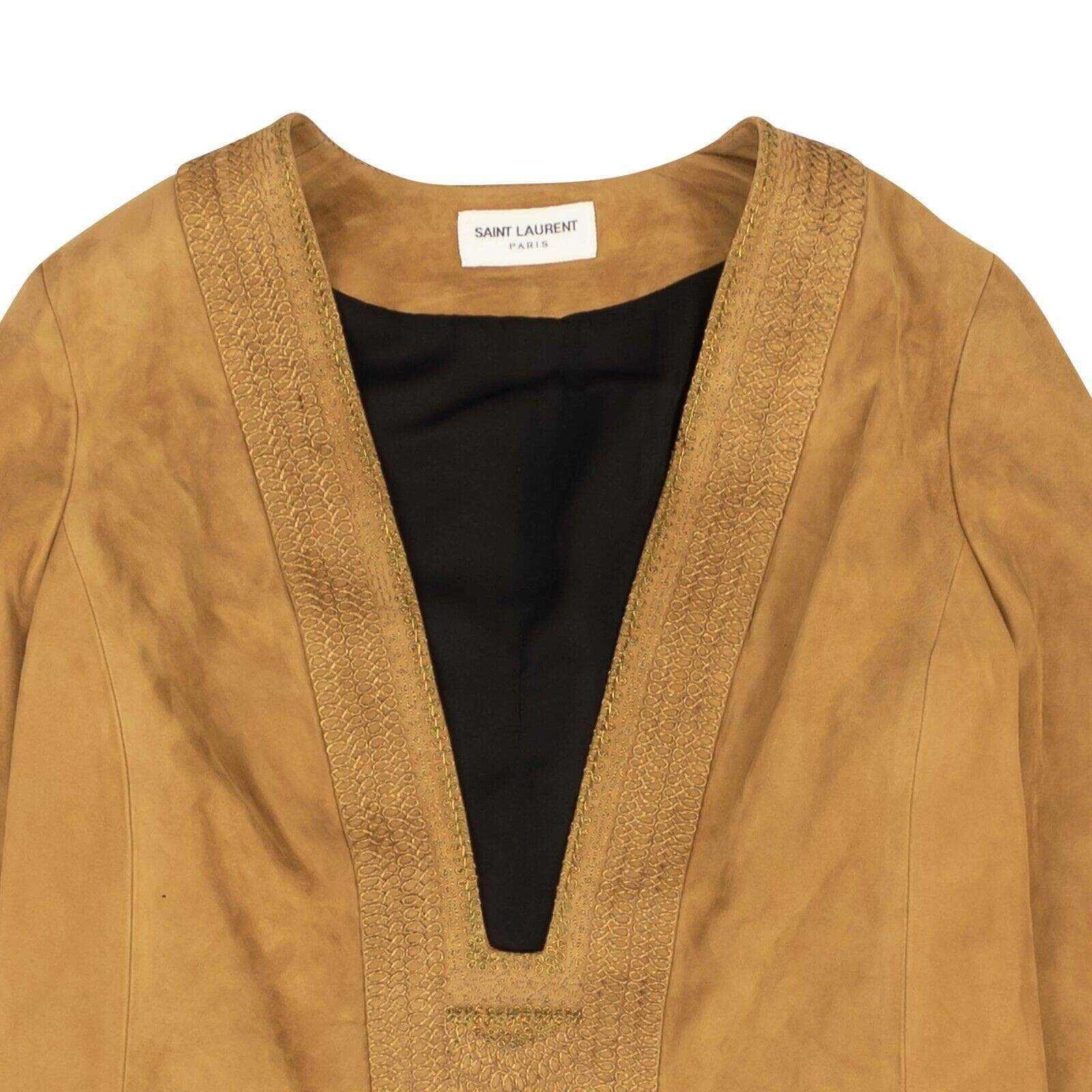 Saint Laurent channelenable-all, chicmi, couponcollection, gender-womens, main-clothing, over-5000, saint-laurent, size-34, size-36, size-38, size-40, womens-blouses Brown Kaftan Suede Top