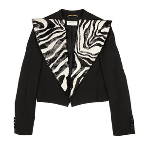 Saint Laurent channelenable-all, chicmi, couponcollection, gender-womens, main-clothing, over-5000, saint-laurent, size-38, womens-jackets-blazers 38 Black And White Zebra Sequin Blazer 95-YSL-0006/38 95-YSL-0006/38