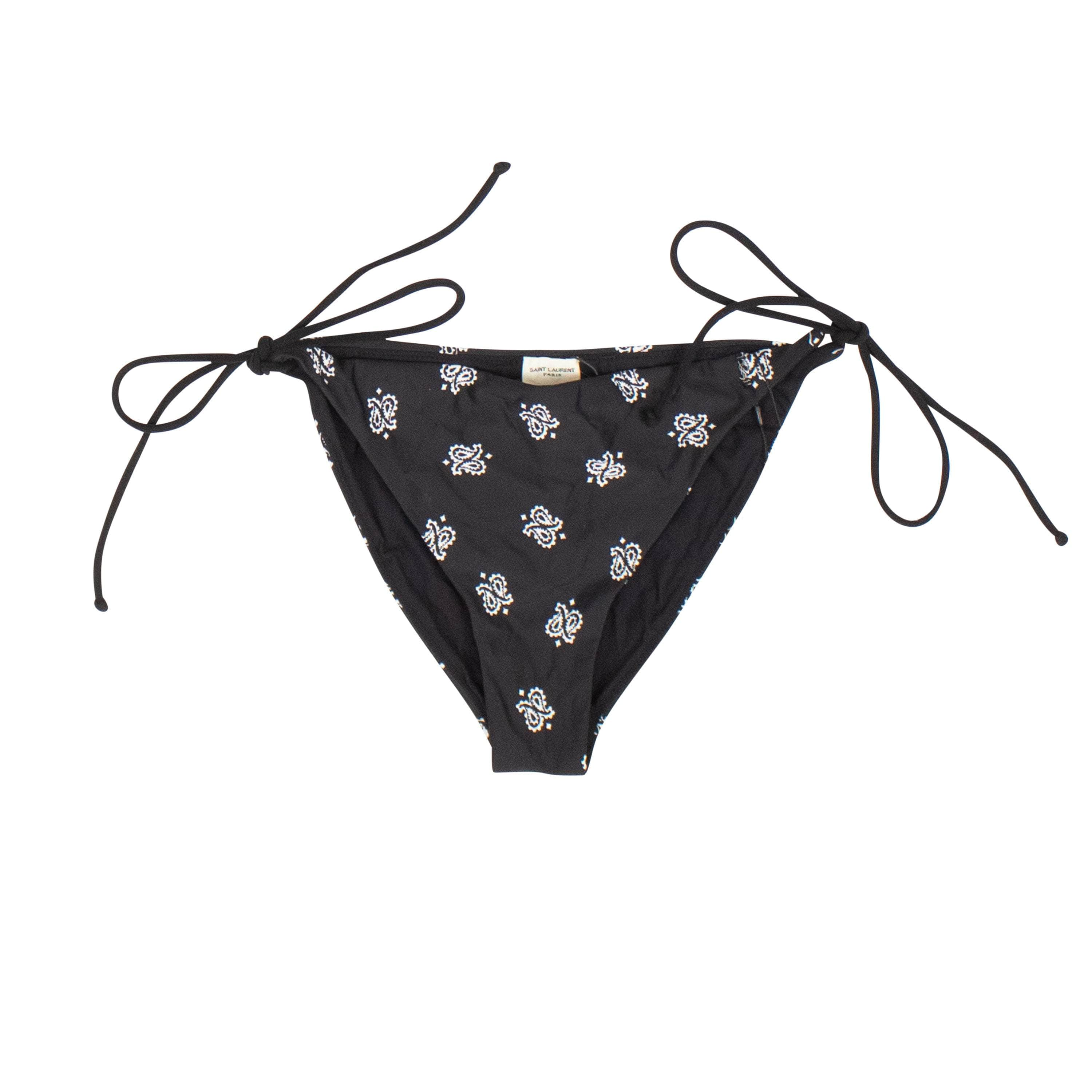 Saint Laurent YSL-XACC-0022/S NWT SAINT LAURENT Black Bandana Print Bikini Bottom Size S $460 YSL-XACC-0022/S