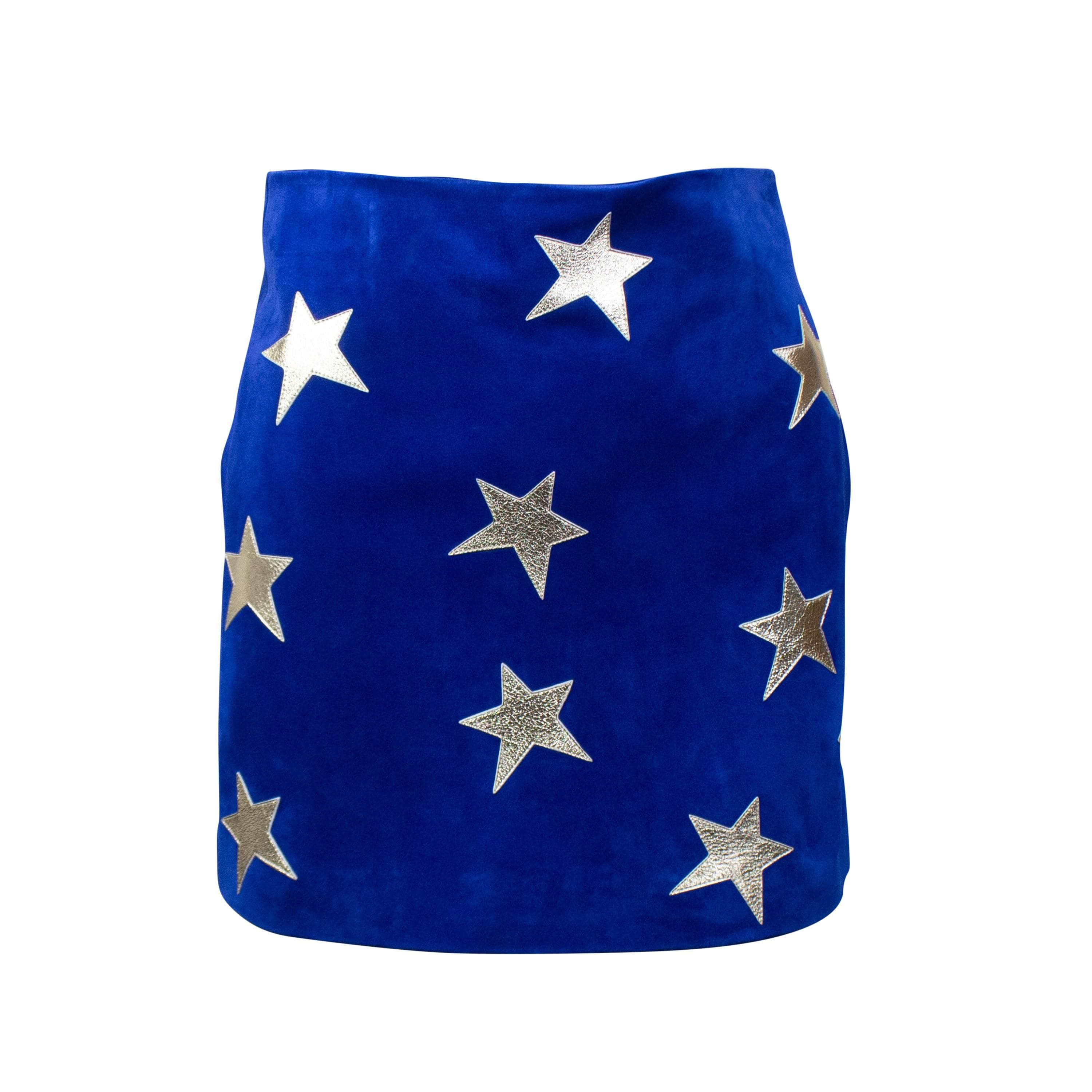 Saint Laurent YSL-XBTM-0004/34 NWT SAINT LAURENT Blue Star Suede Mini Skirt Size 34 $3240 YSL-XBTM-0004/34