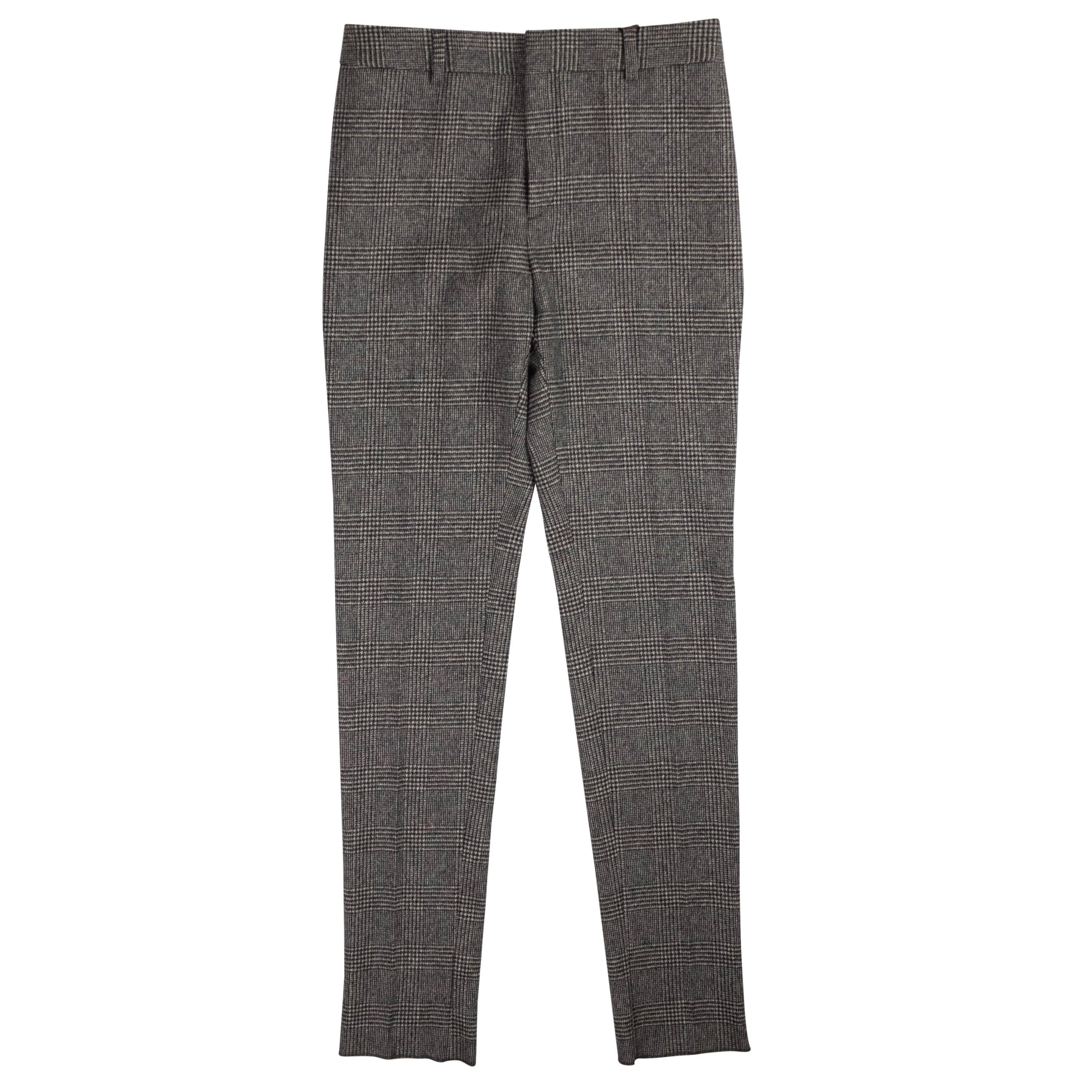 Saint Laurent YSL-XBTM-0010/38 NWT SAINT LAURENT Grey Checkered Wool Pants Size 2/38 $900 YSL-XBTM-0010/38