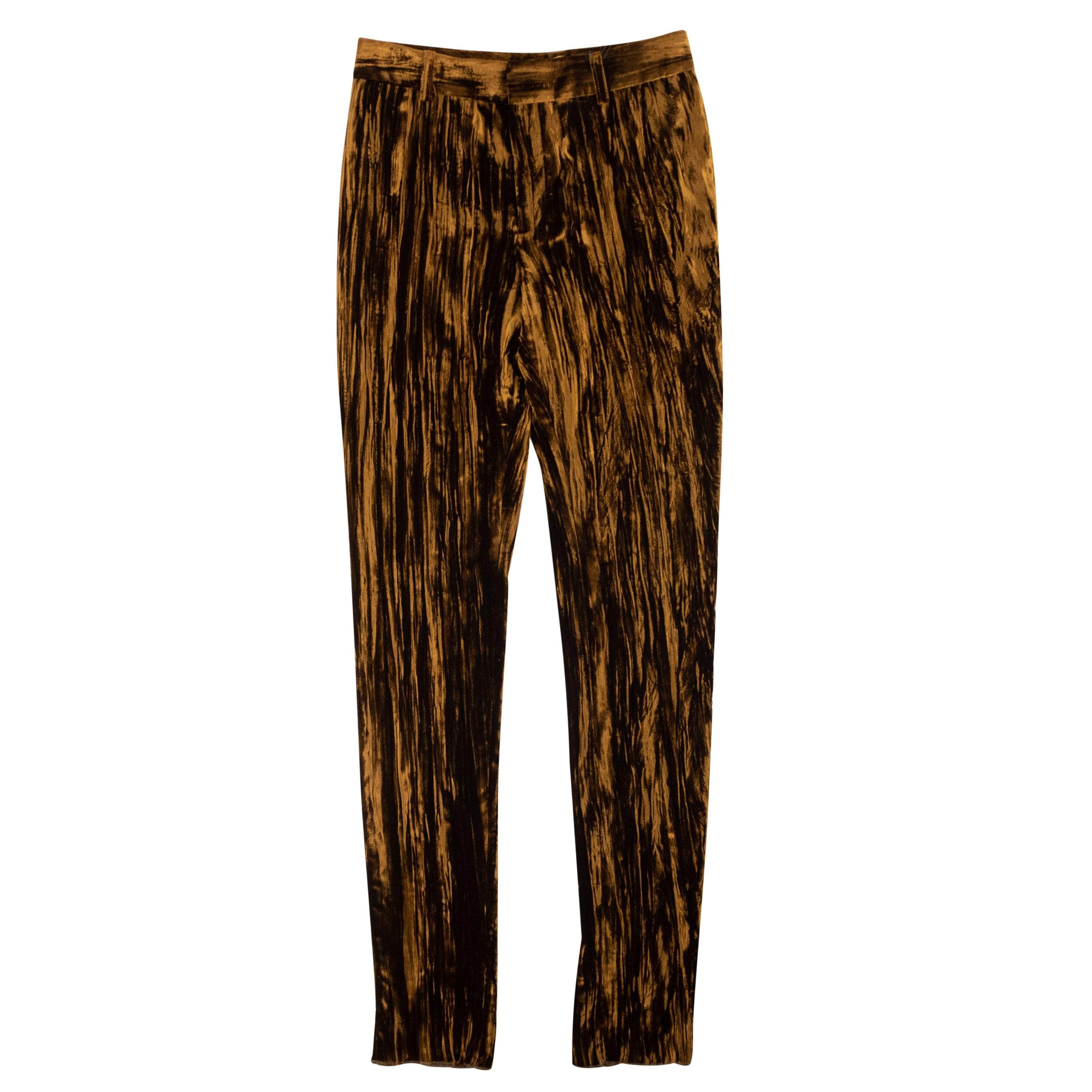 Saint Laurent YSL-XBTM-0011/34 NWT SAINT LAURENT Metallic Bronze Velvet Day Pants Size 34 $1160 YSL-XBTM-0011/34